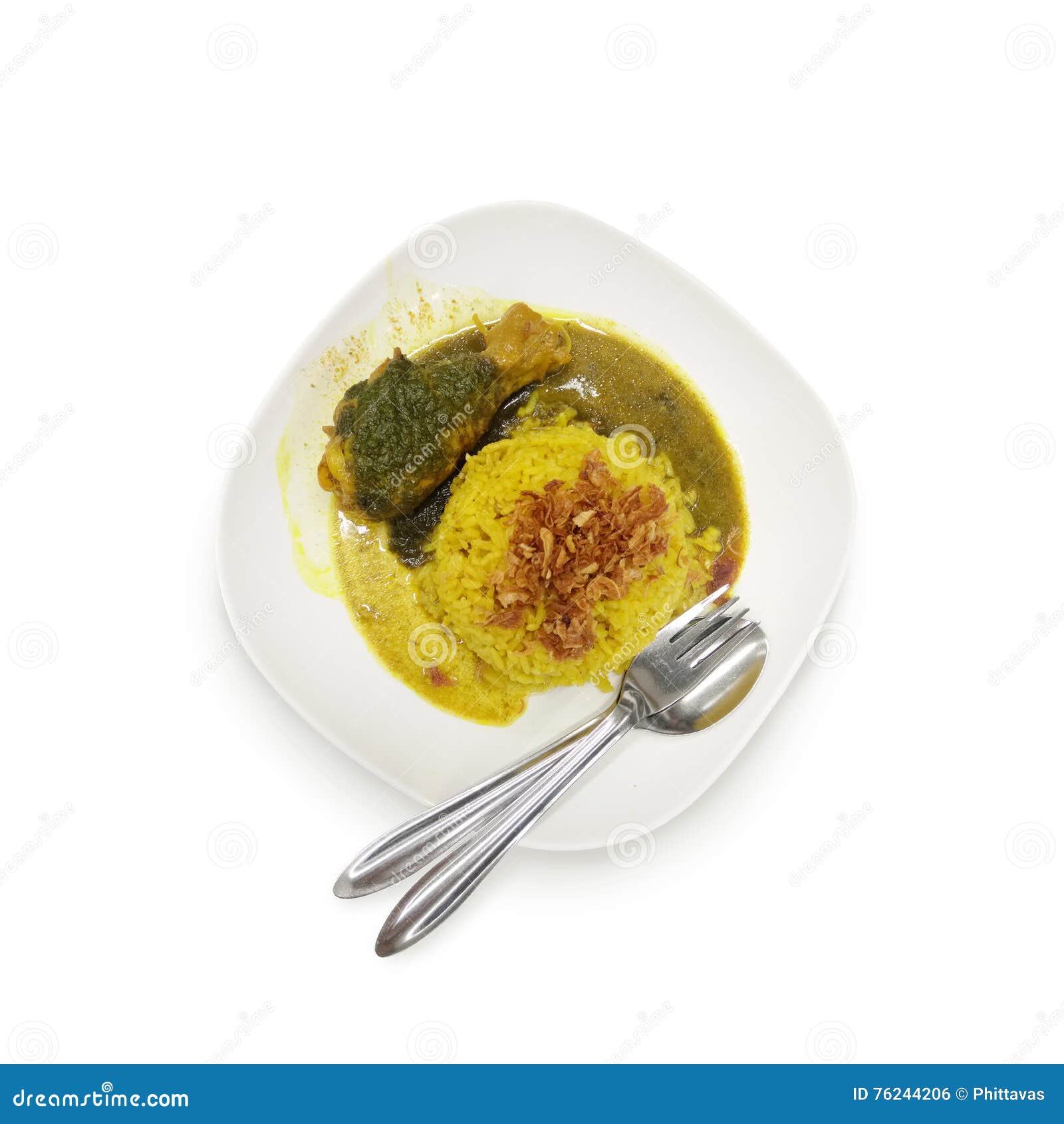Chicken Biryani with Green Chutney in Thailand. Stock Photo Image of