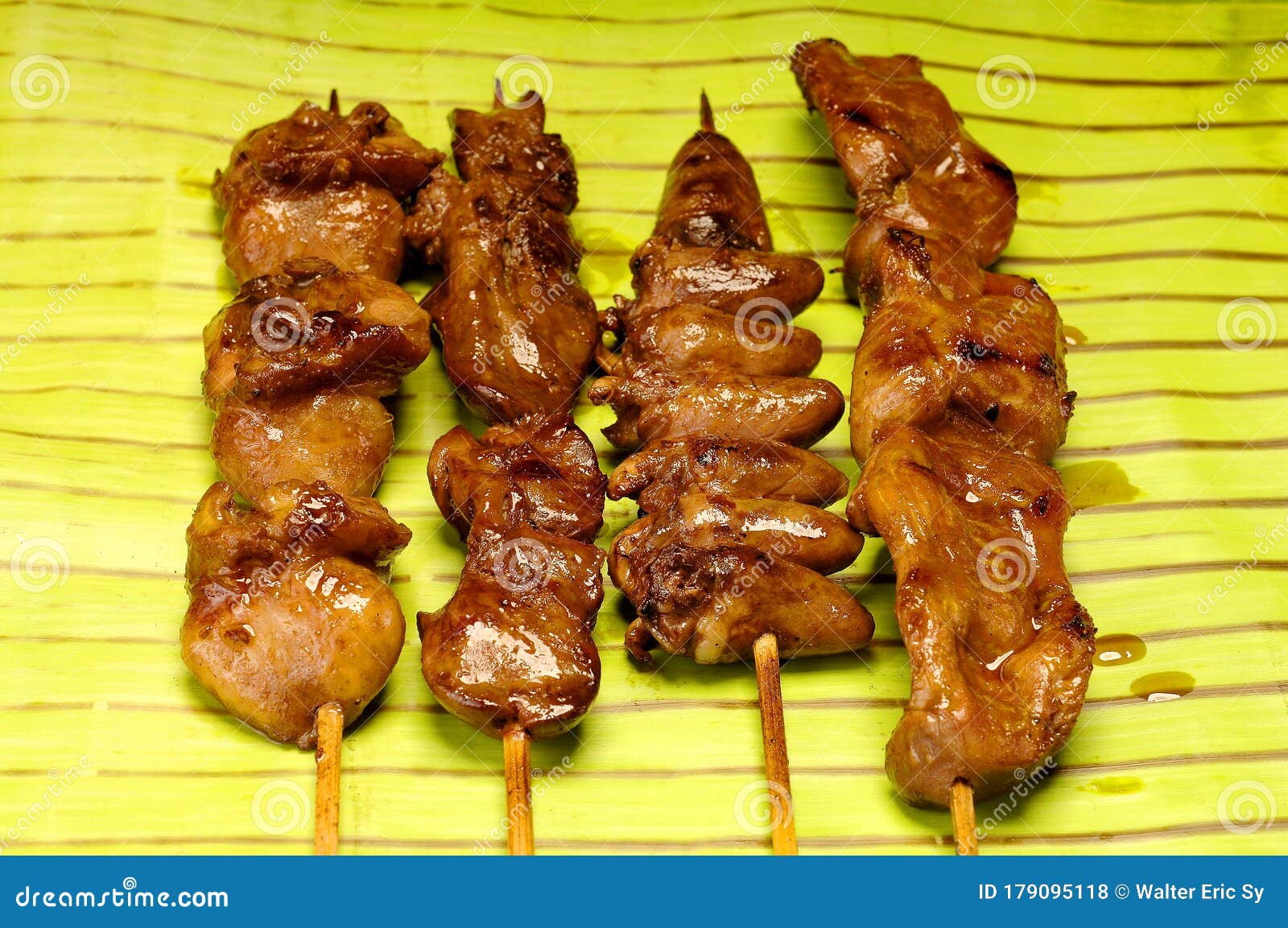 Chicken Bottom, Liver, Gizzard and Heart Barbecue Stock Photo Image
