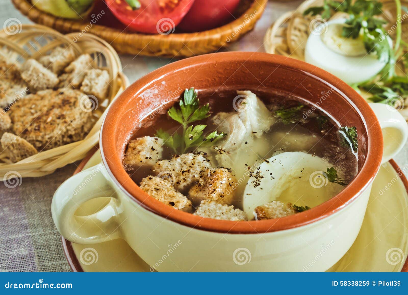 Chicken bouillon stock image. Image of healthy, homemade 58338259