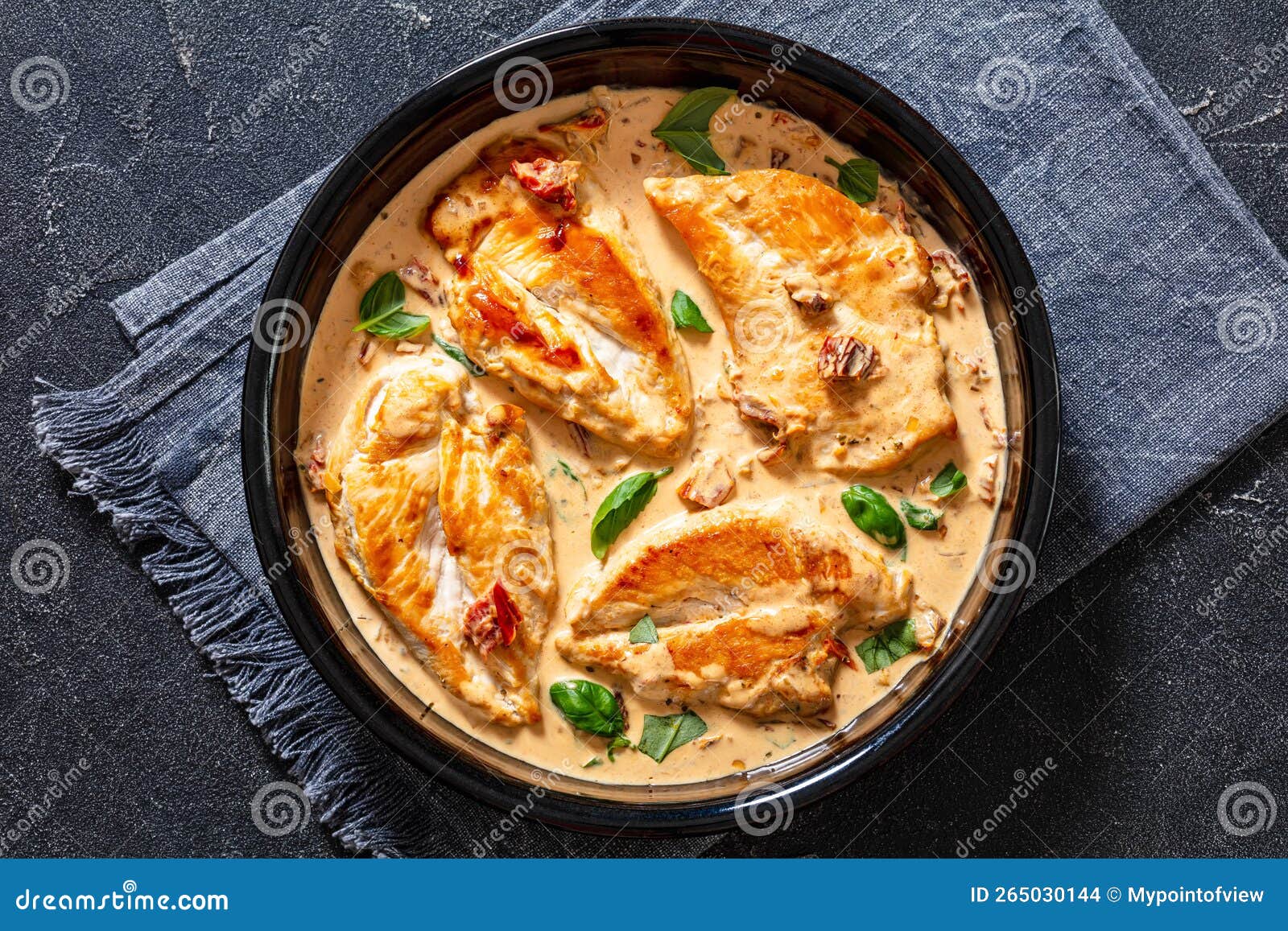Chicken Cutlets with SunDried Tomato Cream Sauce Stock Photo Image