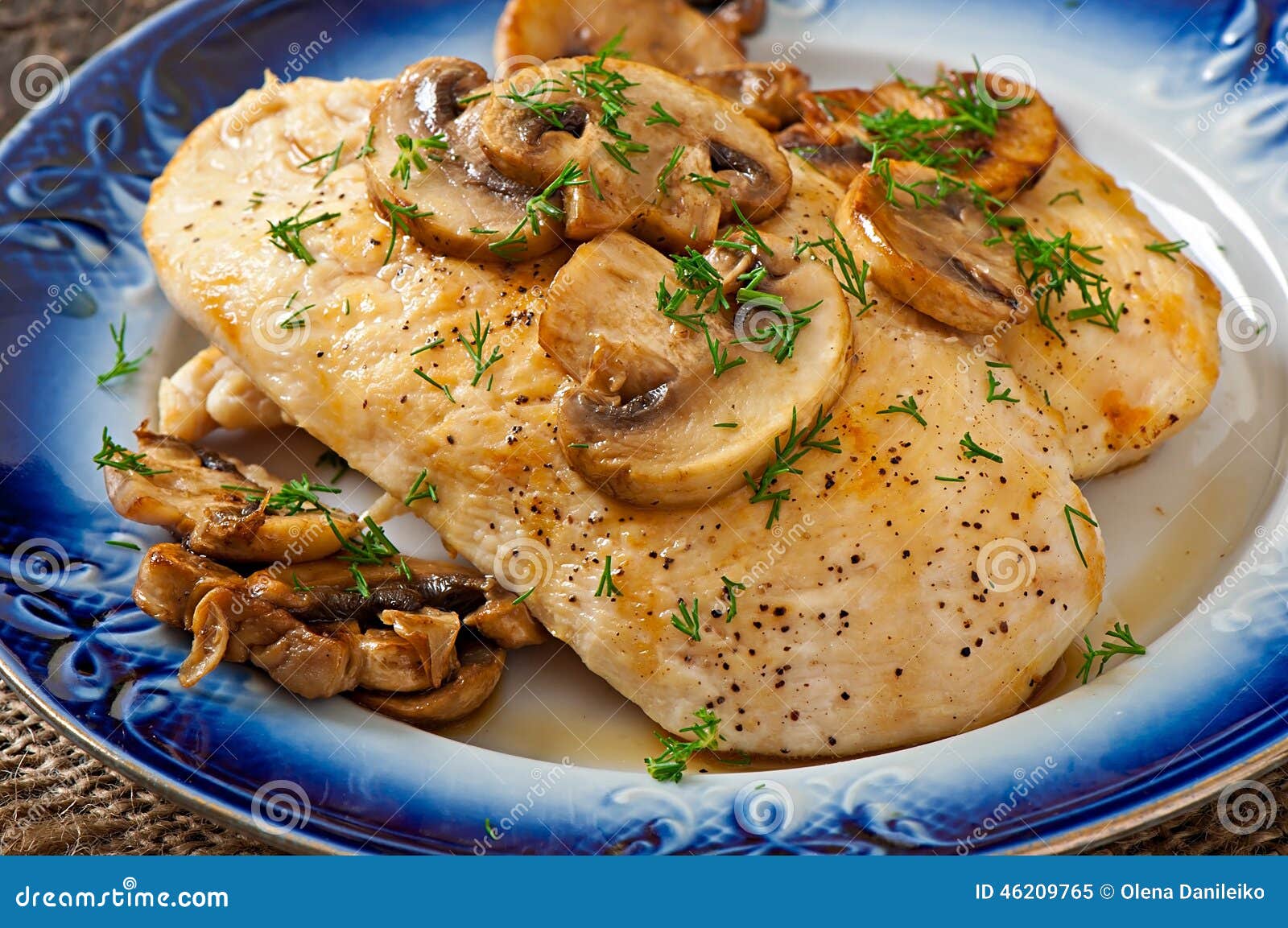 Chicken Breast Grilled with Mushrooms Stock Image Image of vegetable