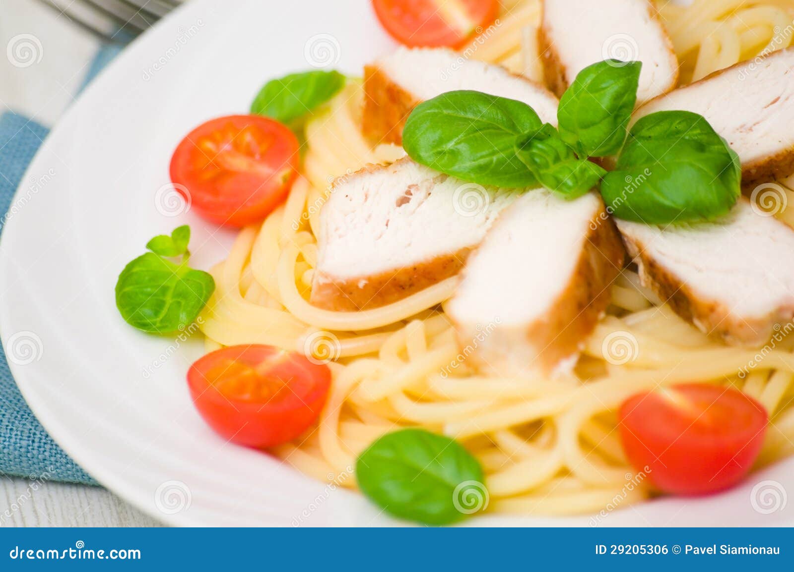 Chicken breast with pasta stock photo. Image of italy 29205306