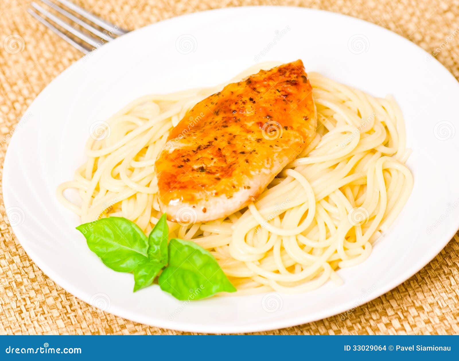 Chicken breast with pasta stock photo. Image of food 33029064