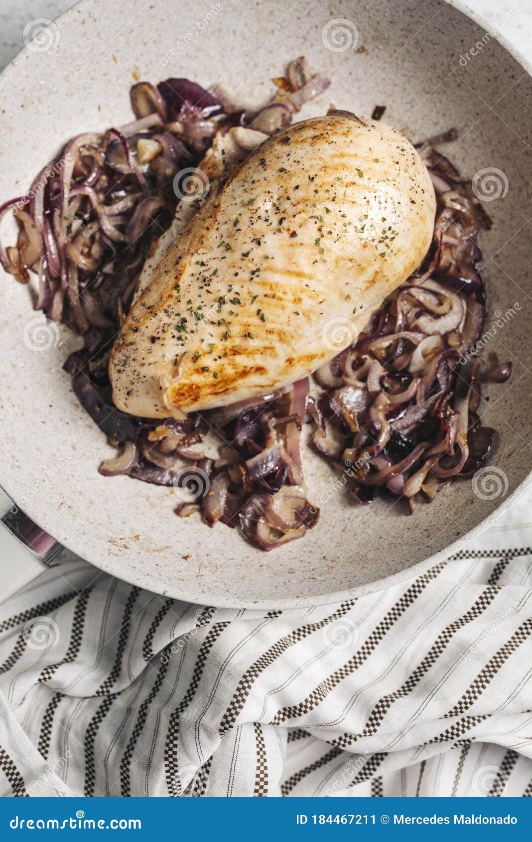 Chicken Breast in the Pan, on Caramelized Red Onion Stock Image Image