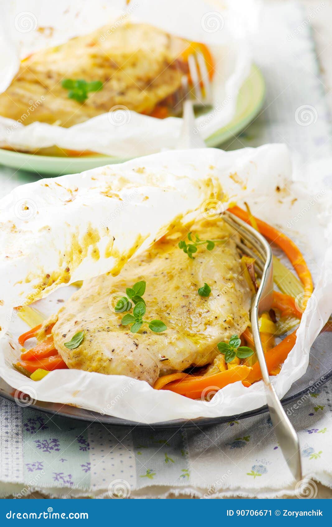 Chicken Breasts Baked Parchment Stock Photos Free & RoyaltyFree