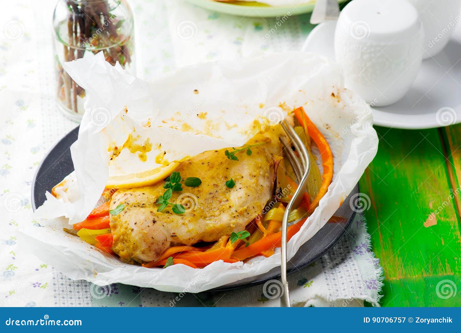 Chicken Breasts Baked in Parchment. Stock Image Image of dish, baked