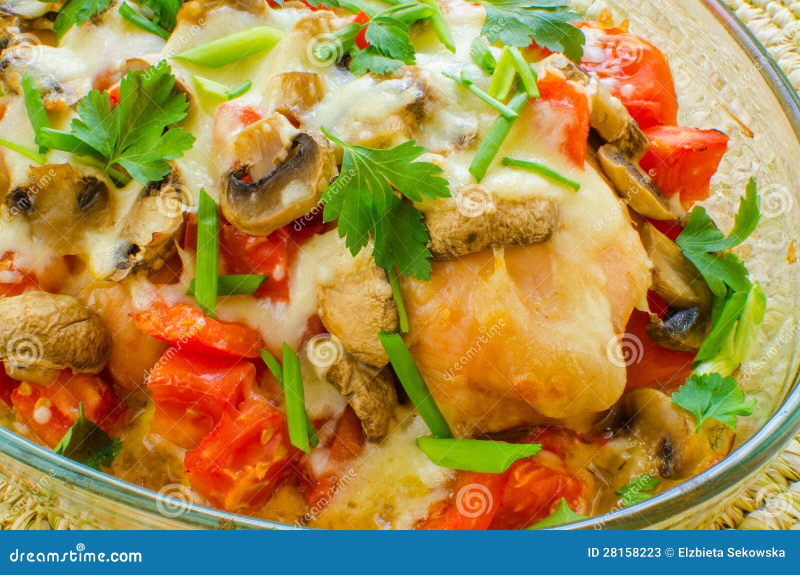 Chicken Breasts Baked with Tomatoes and Mushrooms Stock Image Image
