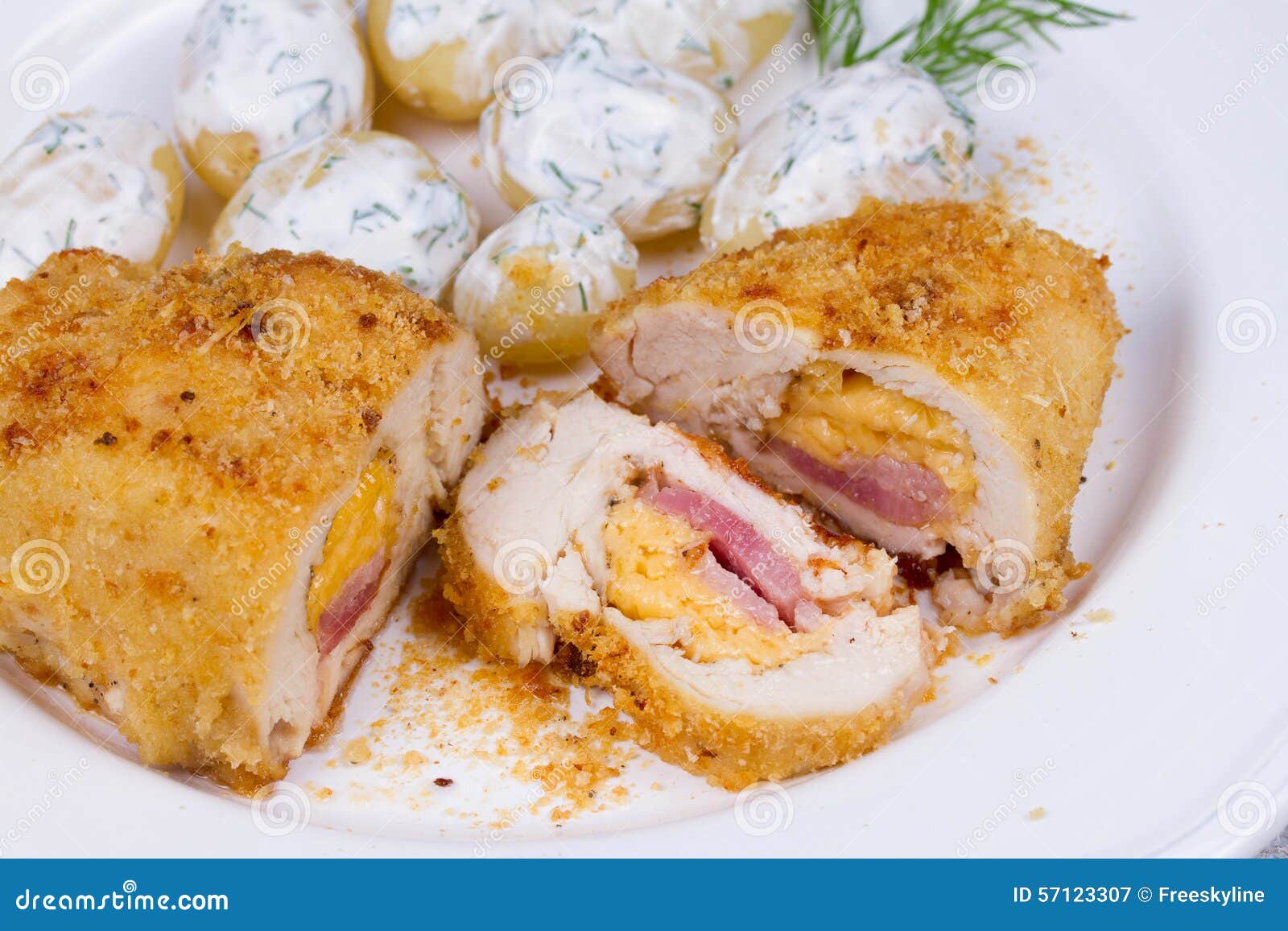 Chicken Breasts Stuffed with Cheese and Ham. Stock Image Image of