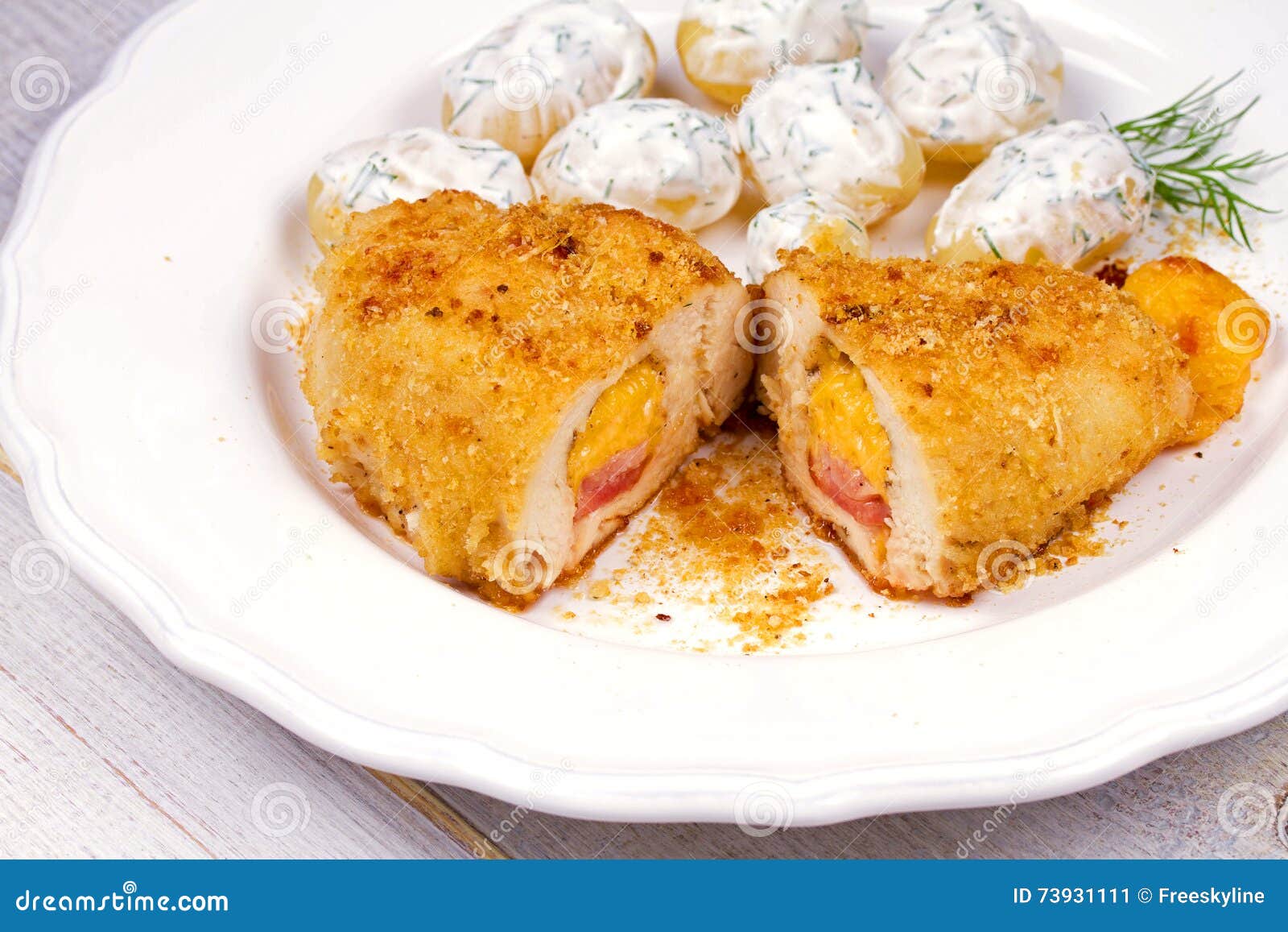 Chicken Breasts Stuffed with Cheese and Ham. Stock Image Image of