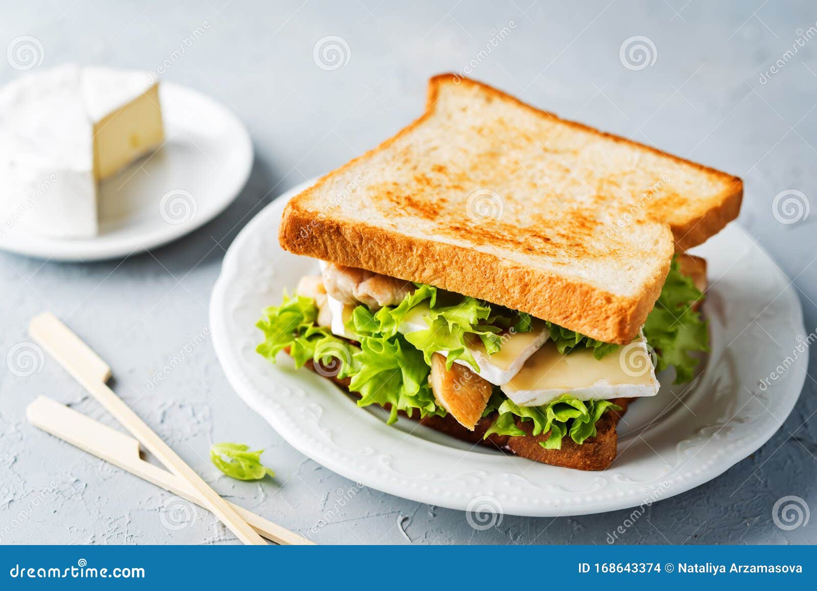 Chicken Brie Cheese Sandwich on the Plate Stock Photo Image of meal