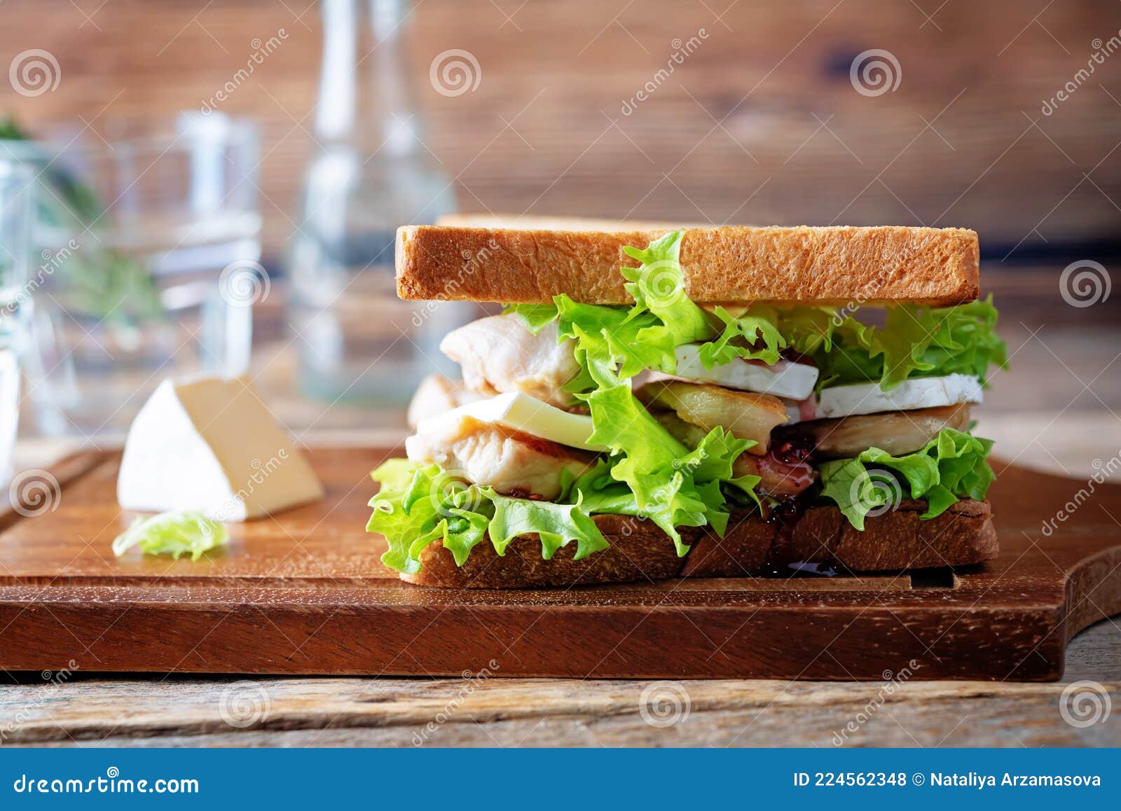 Chicken Brie Cheese Sandwich on the Plate Stock Photo Image of