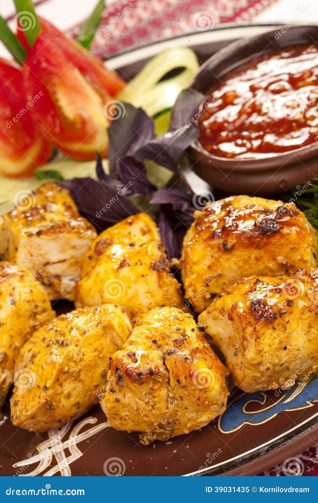 Chicken brisket pieces stock image. Image of meal, green 39031435