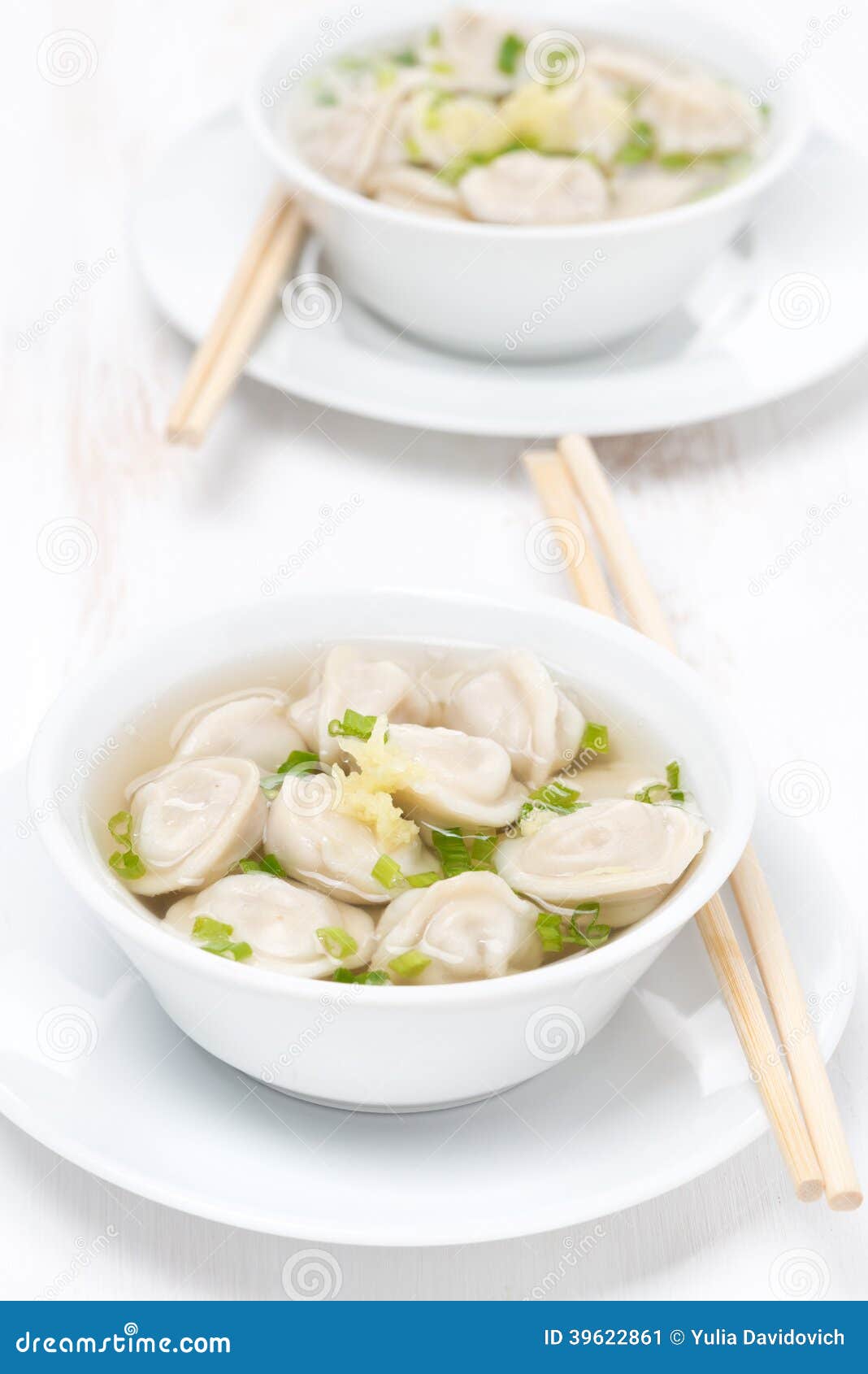 Chicken Broth with Chinese Dumplings, Vertical Stock Image Image of