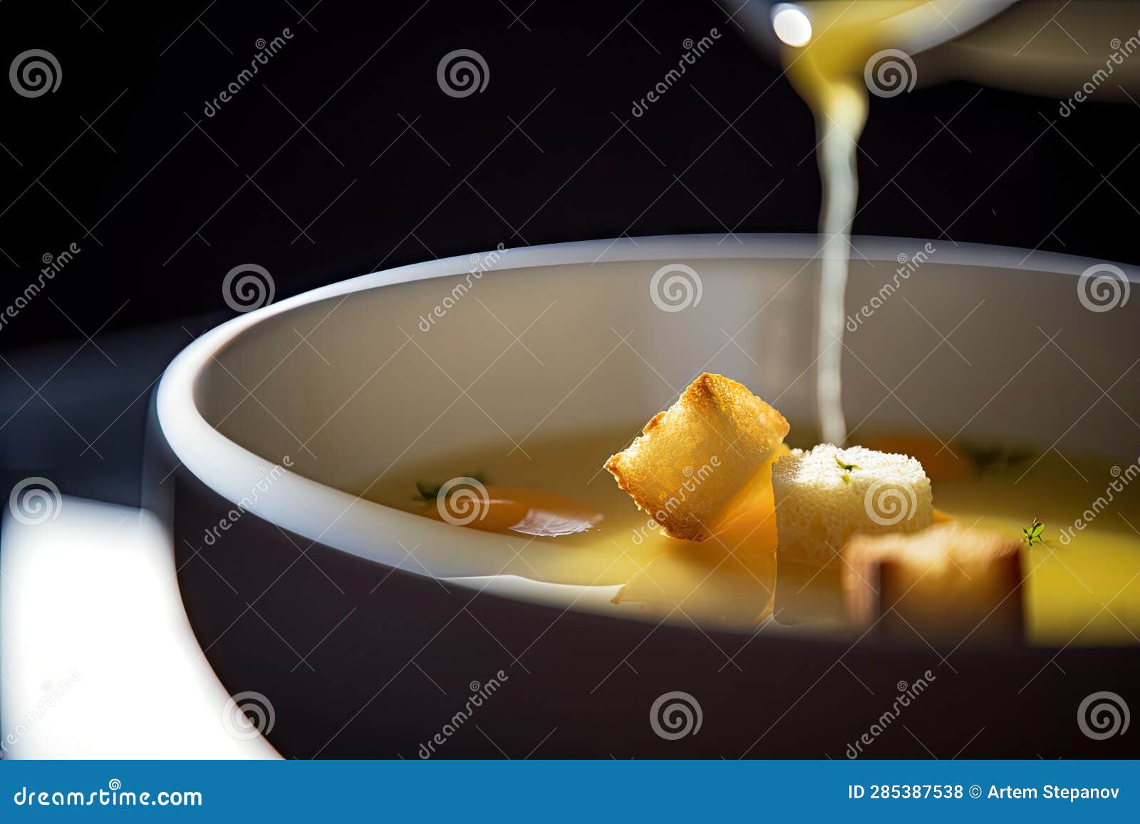 Chicken Broth with Rusks, Clear Soup with Croutons, Meat Broth ...