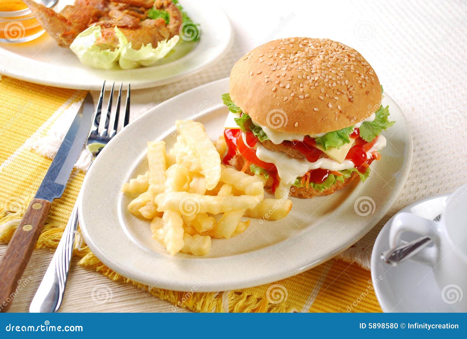Chicken Burger stock photo. Image of saucers, burger, mayonnaise 5898580