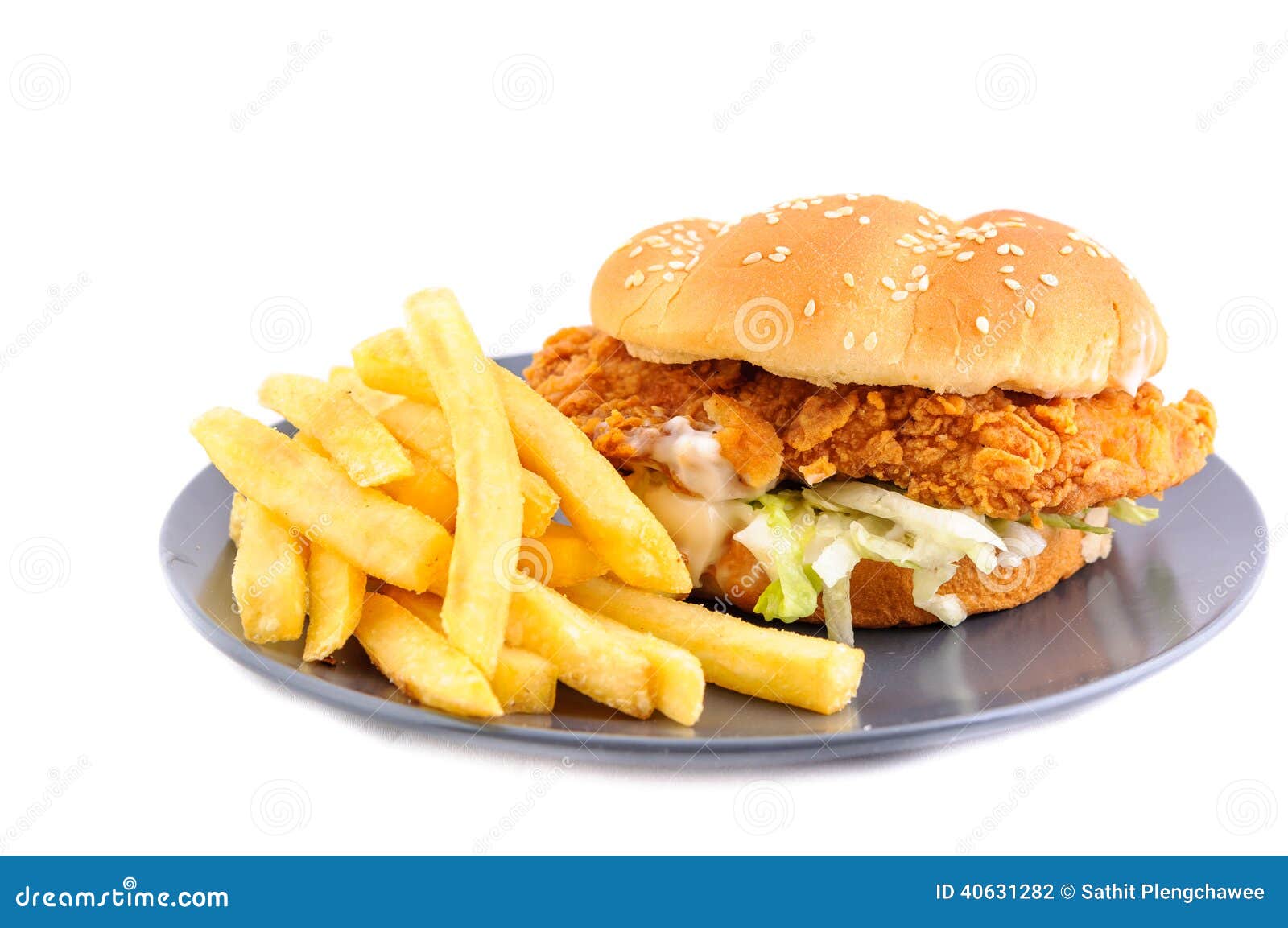 Chicken burger stock photo. Image of chips, salad, fast 40631282