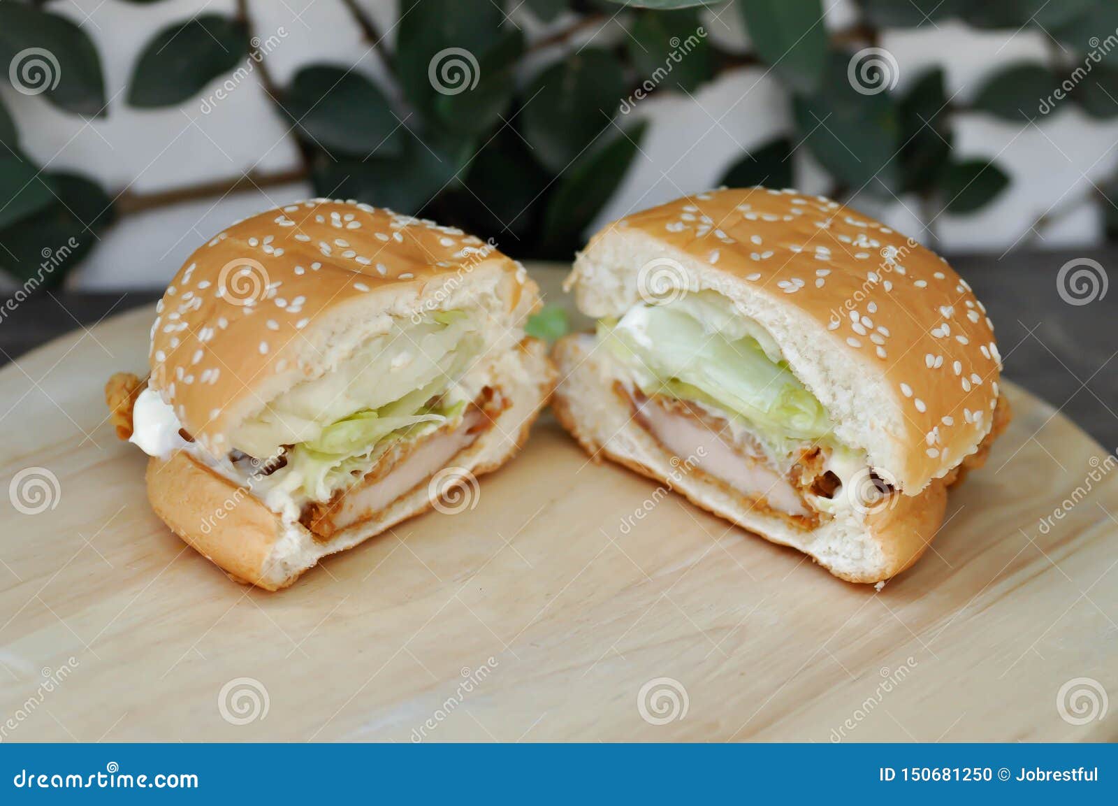 Chicken Burger or Hamburger , Bread with Stuffed Stock Photo Image of junk, cream 150681250