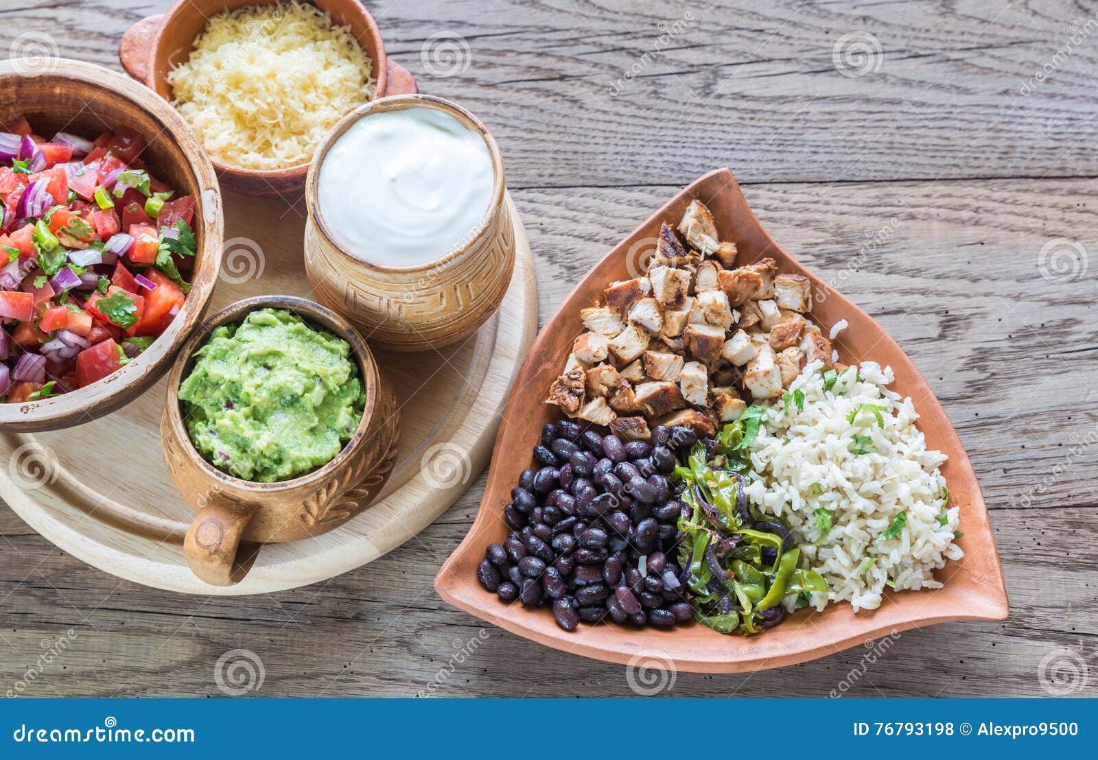 Chicken Burrito Bowl with the Ingredients Stock Photo Image of chili
