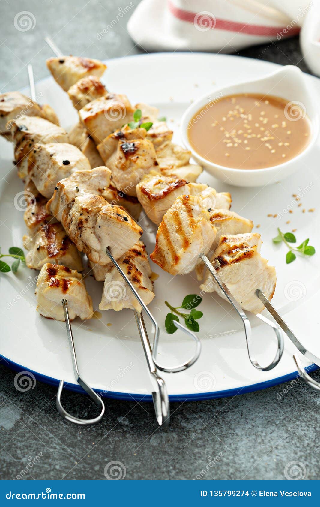 Chicken Cabobs with Ginger Sauce Stock Photo Image of grill, barbecue 135799274