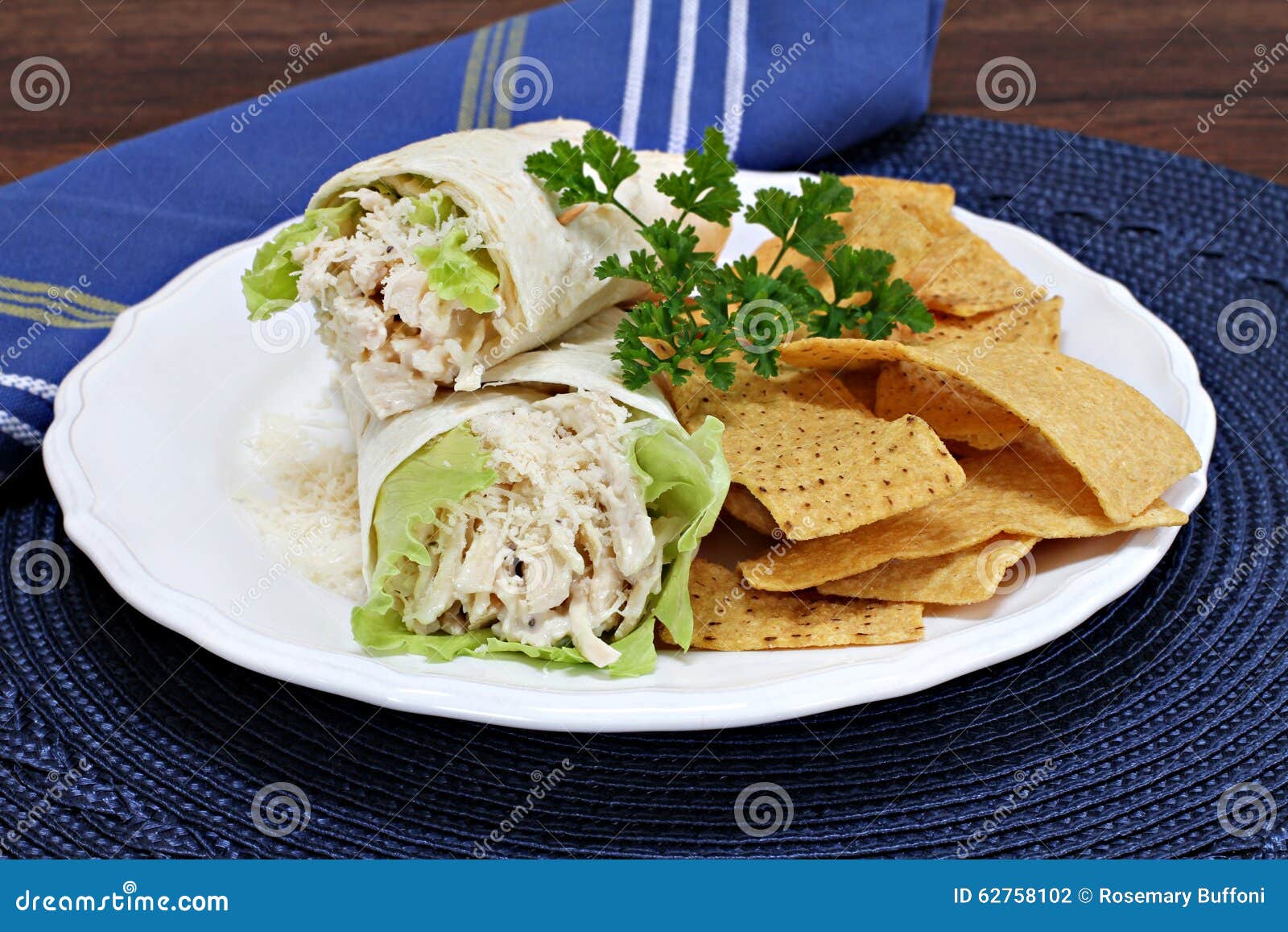 Chicken Caesar Wraps with Tortilla Chips Stock Photo Image of organic