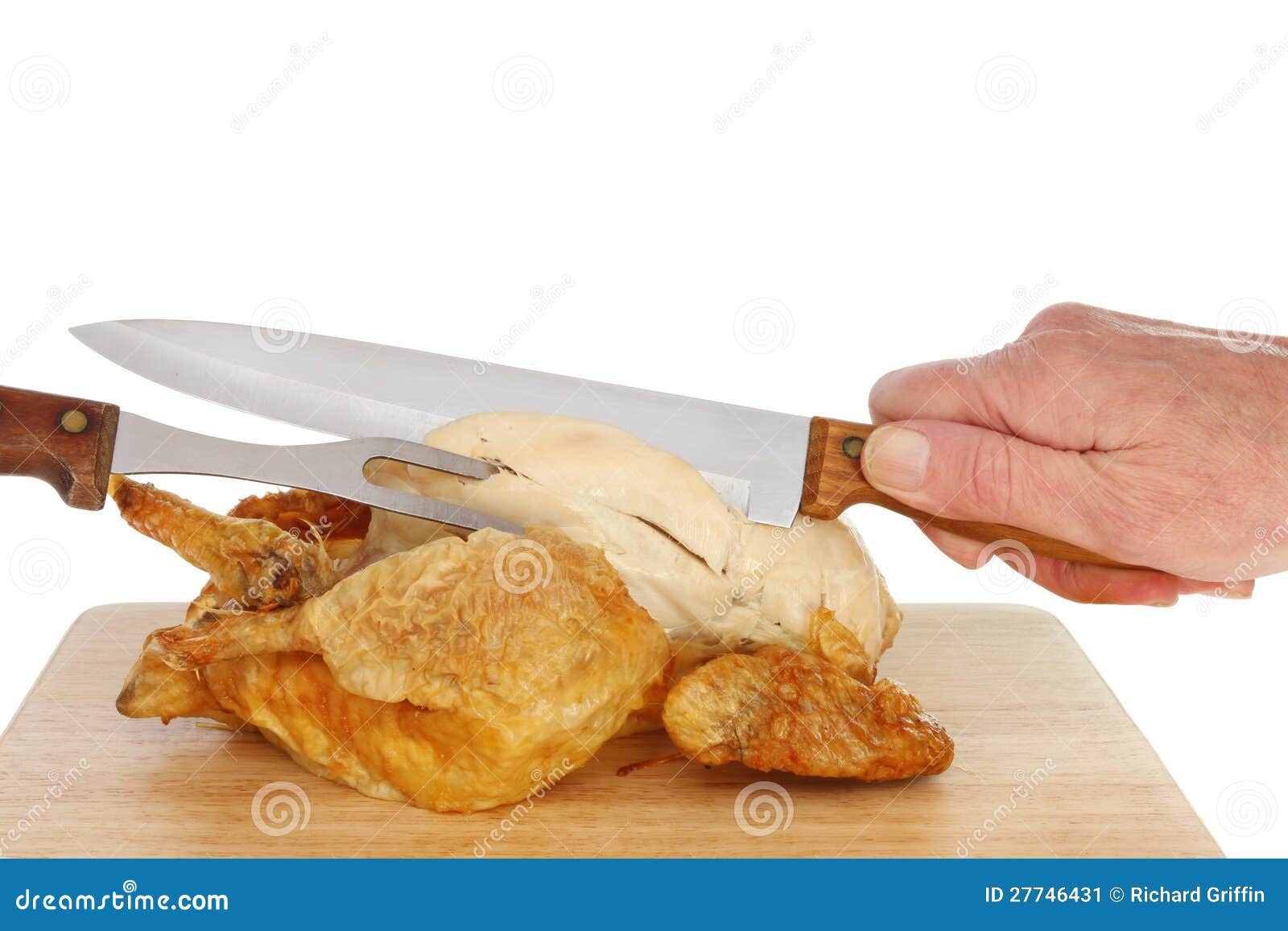 Chicken carving stock image. Image of skin, fork, wooden 27746431