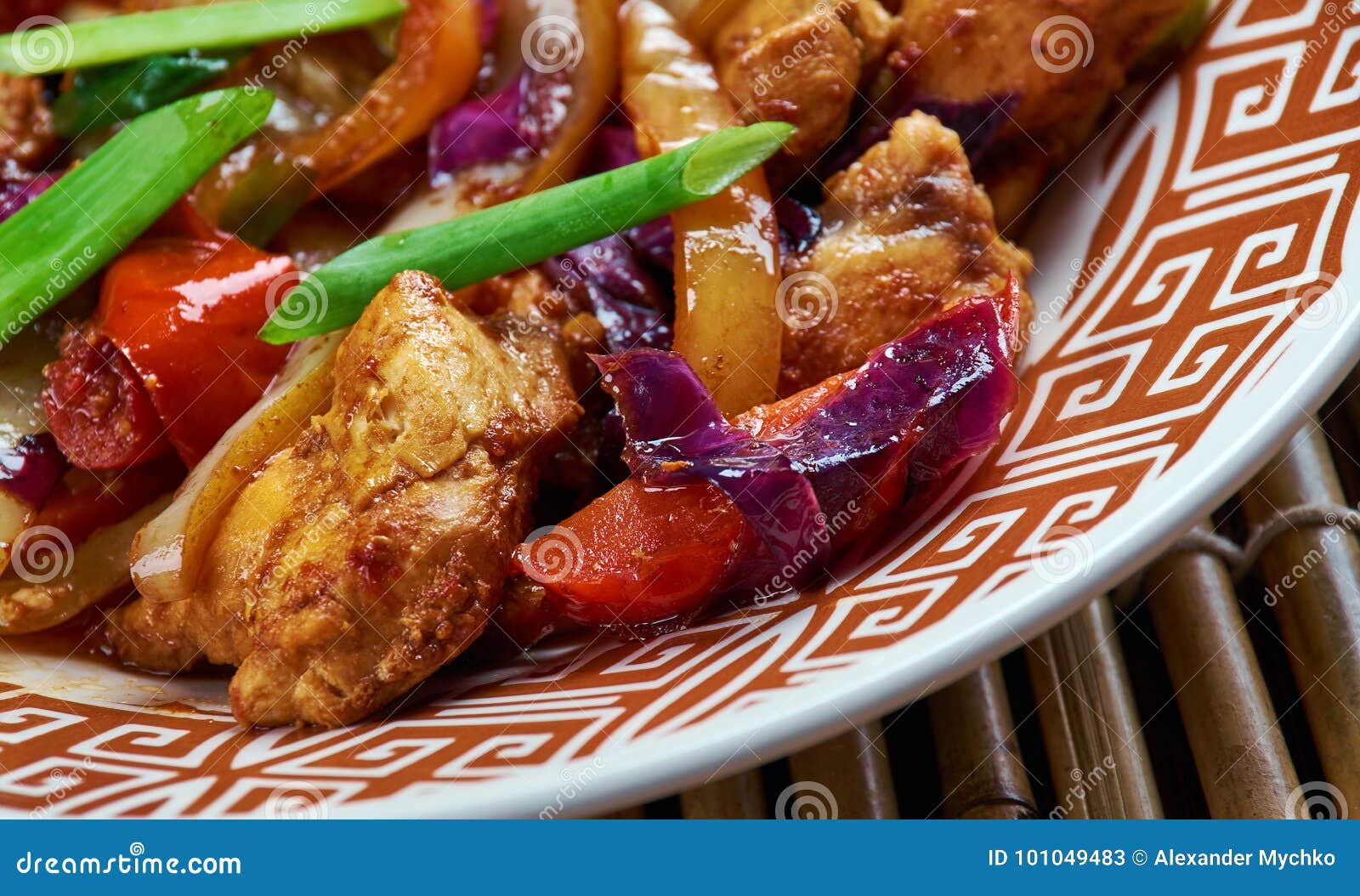 Chicken and Chinese Vegetable Stir-Fry Stock Image - Image of close