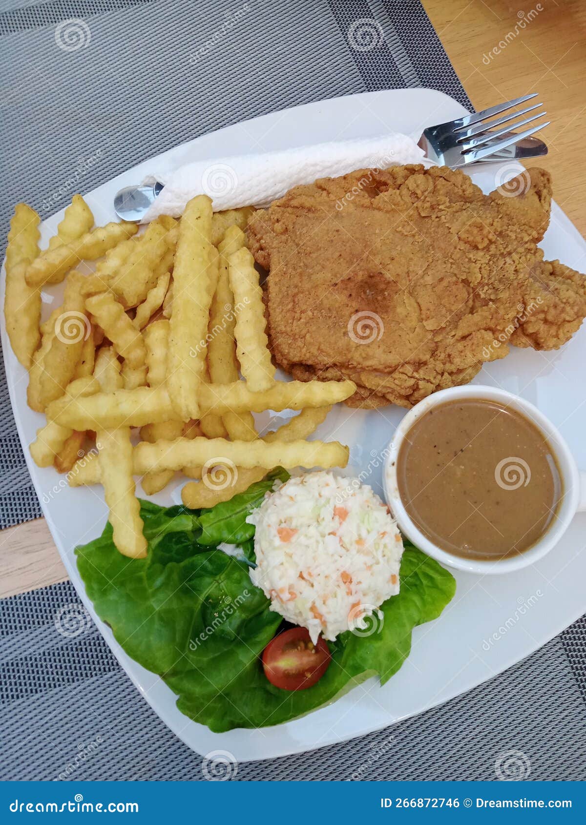 Chicken Chop with Brown Sauce Stock Photo Image of hamburger, sauce 266872746