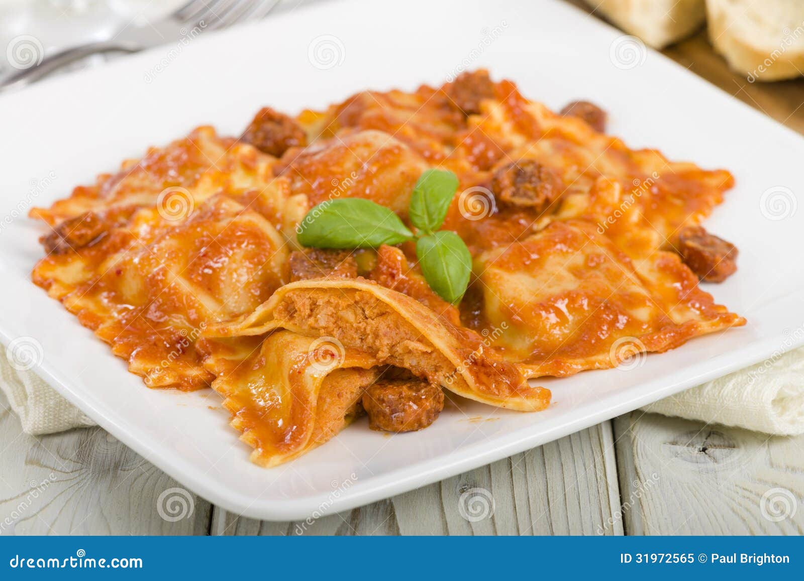 Chicken And Chorizo Ravioli Stock Image - Image: 31972565