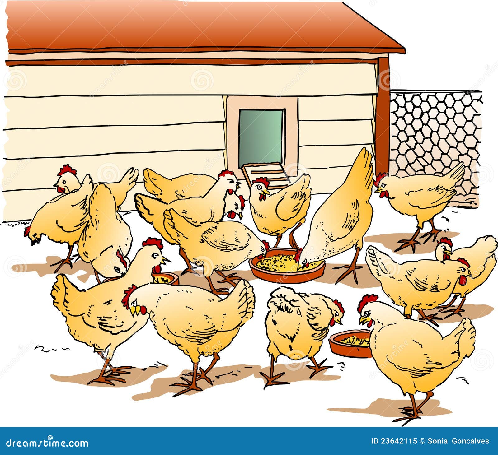 Chicken Coop Stock Vector Illustration Of Sketch Scene