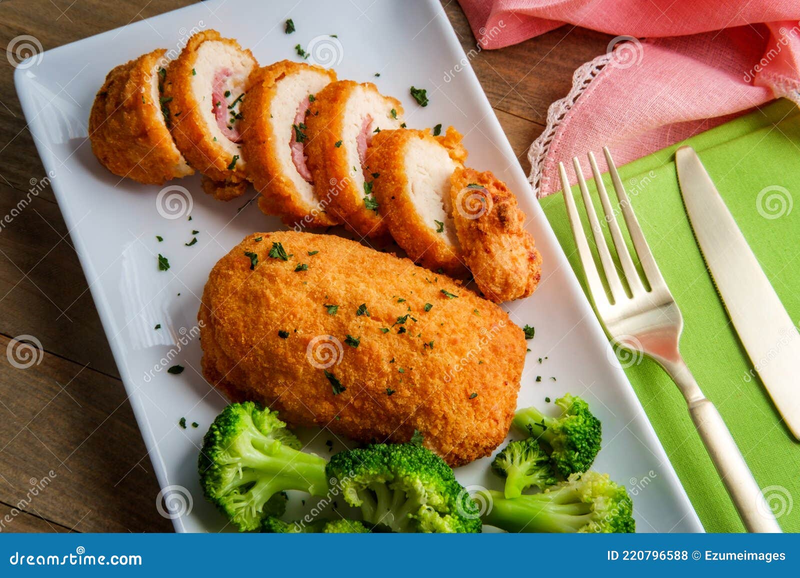 Chicken Cordon Bleu Broccoli Stock Photo Image of meal, cordon 220796588