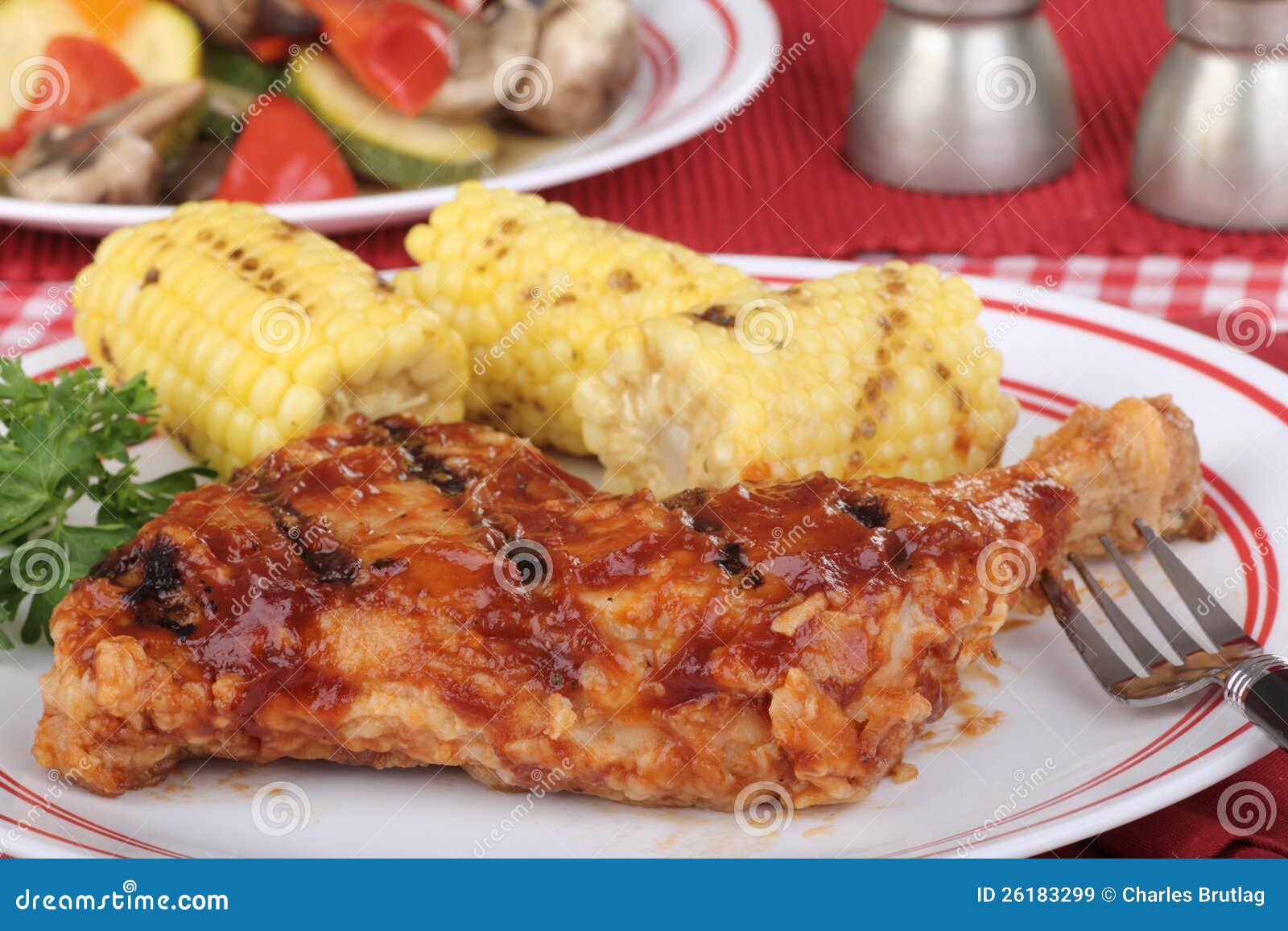 Chicken and Corn Dinner stock image. Image of parsley - 26183299