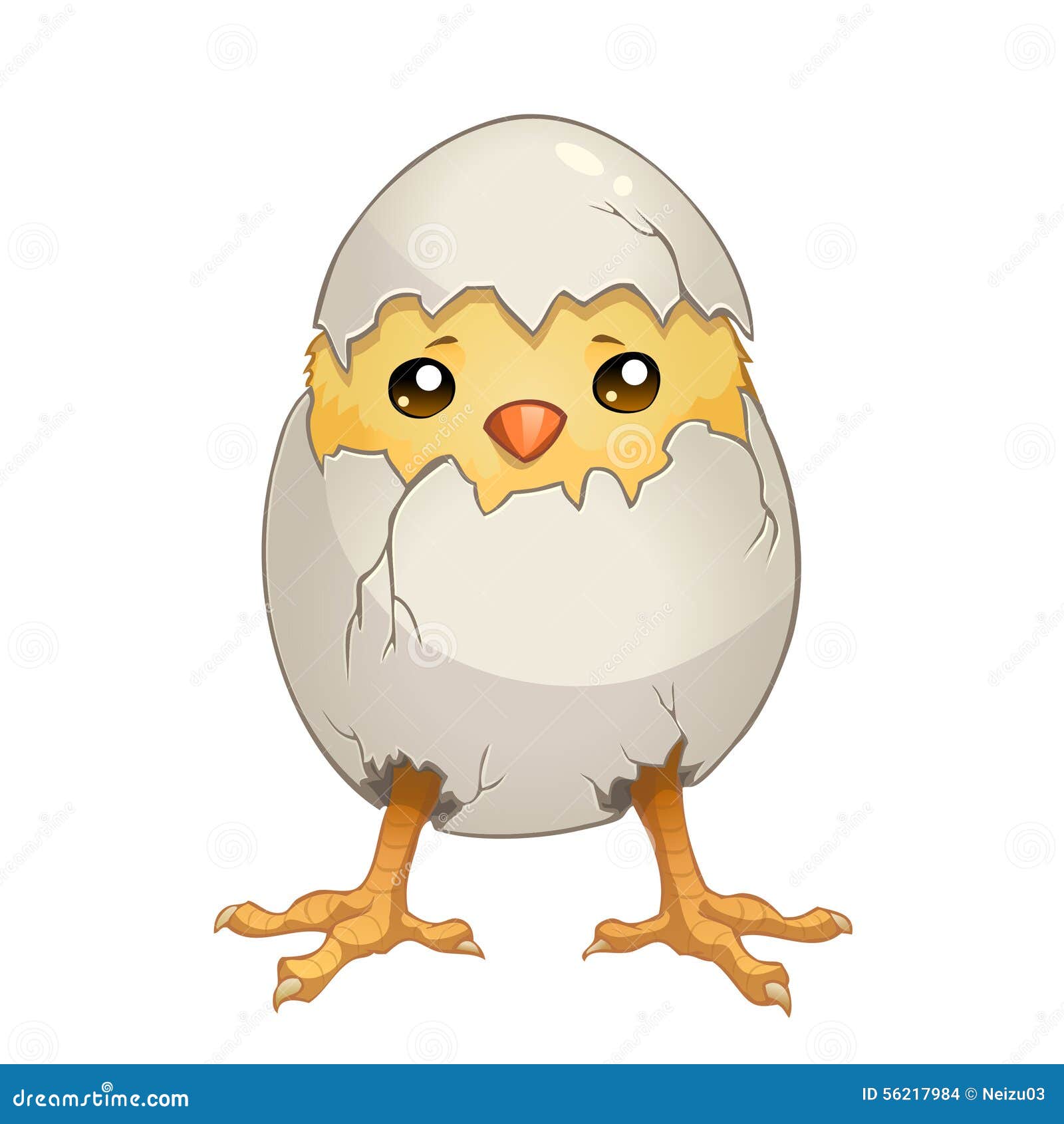 Chicken in a cracked egg stock illustration. Illustration of young -  56217984