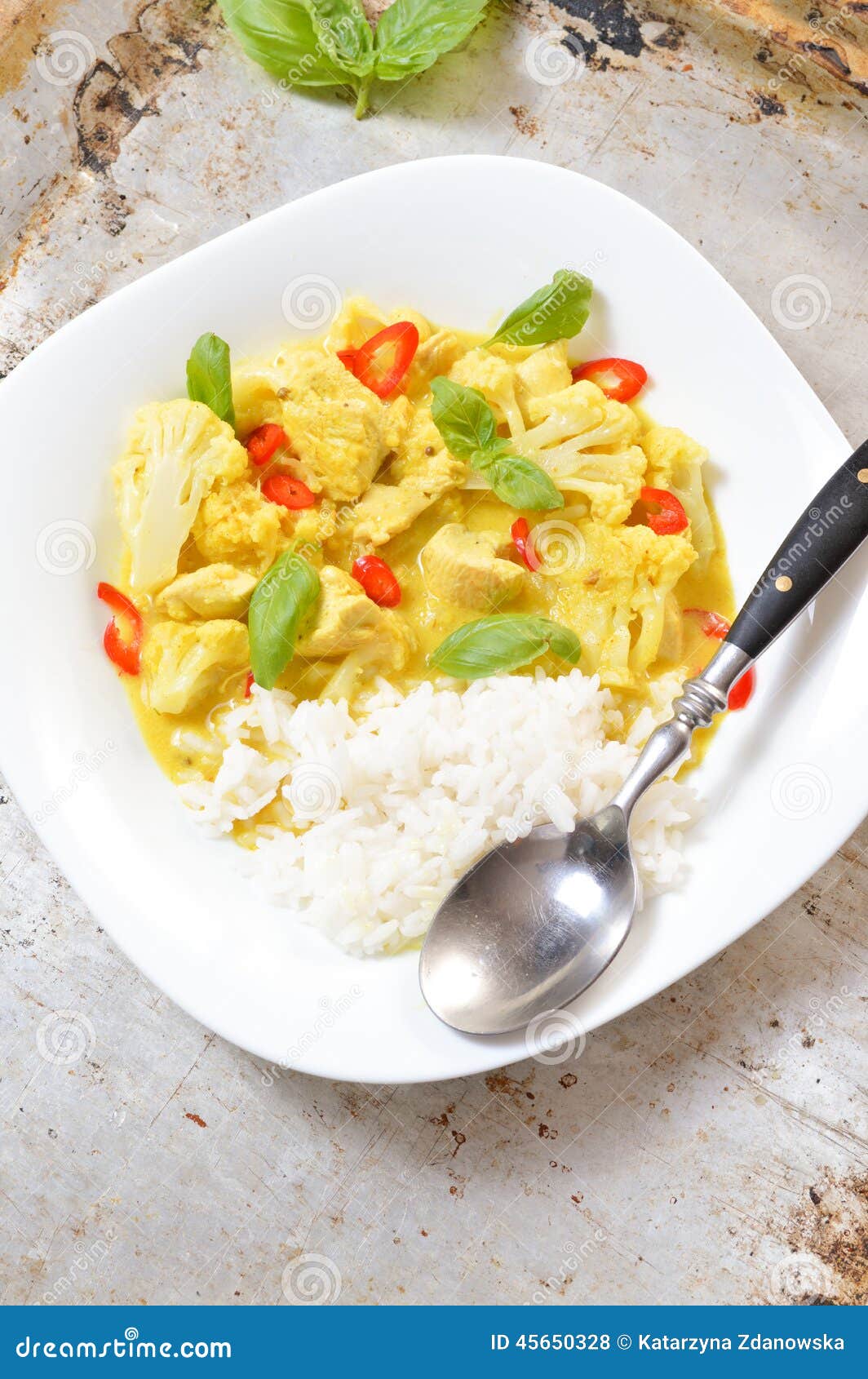 Chicken Curry with Basmati Rice and Chili Stock Photo Image of curry, ghee 45650328