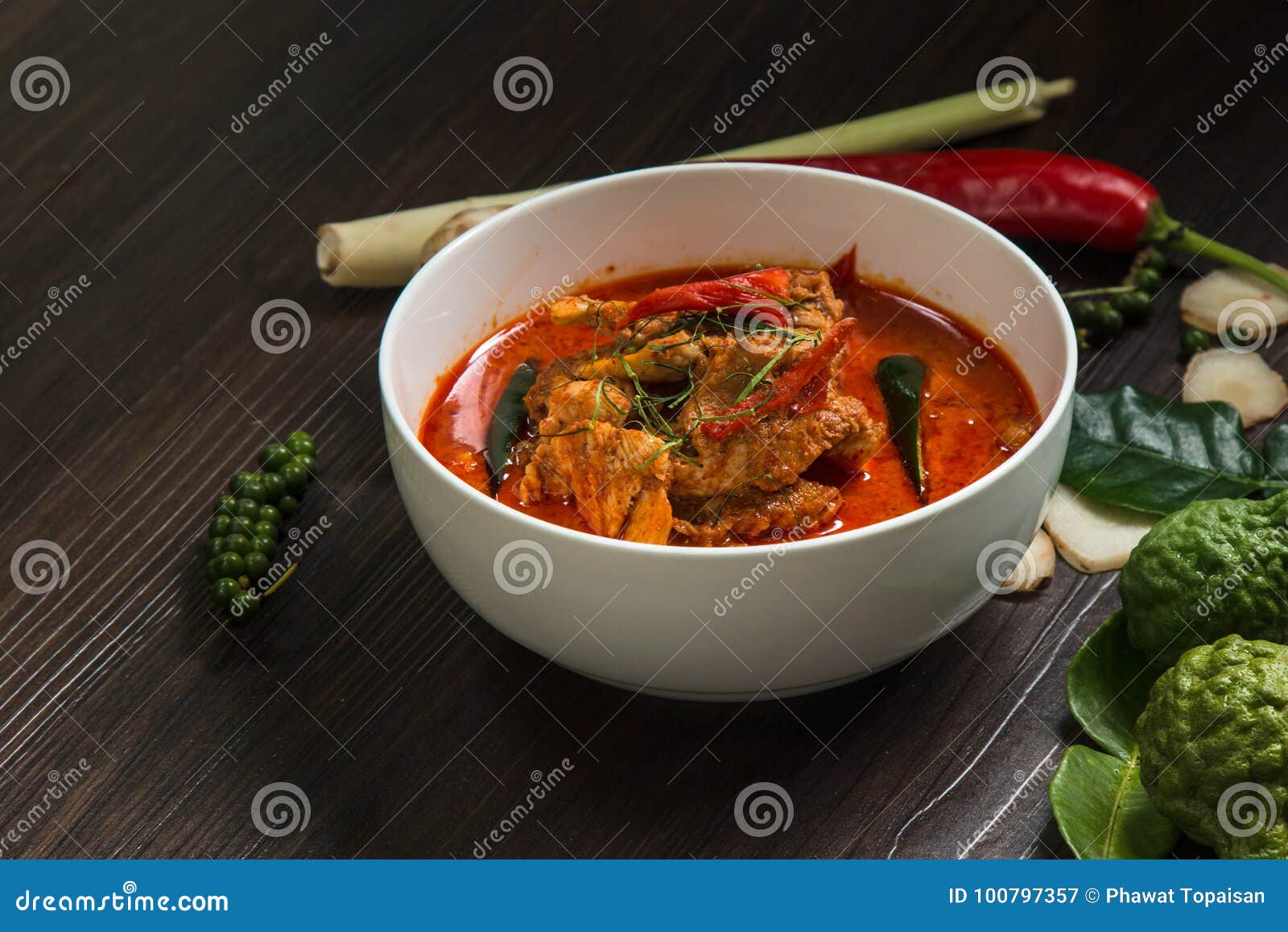 Chicken Curry with Different Spices on Dark Background Stock Image ...