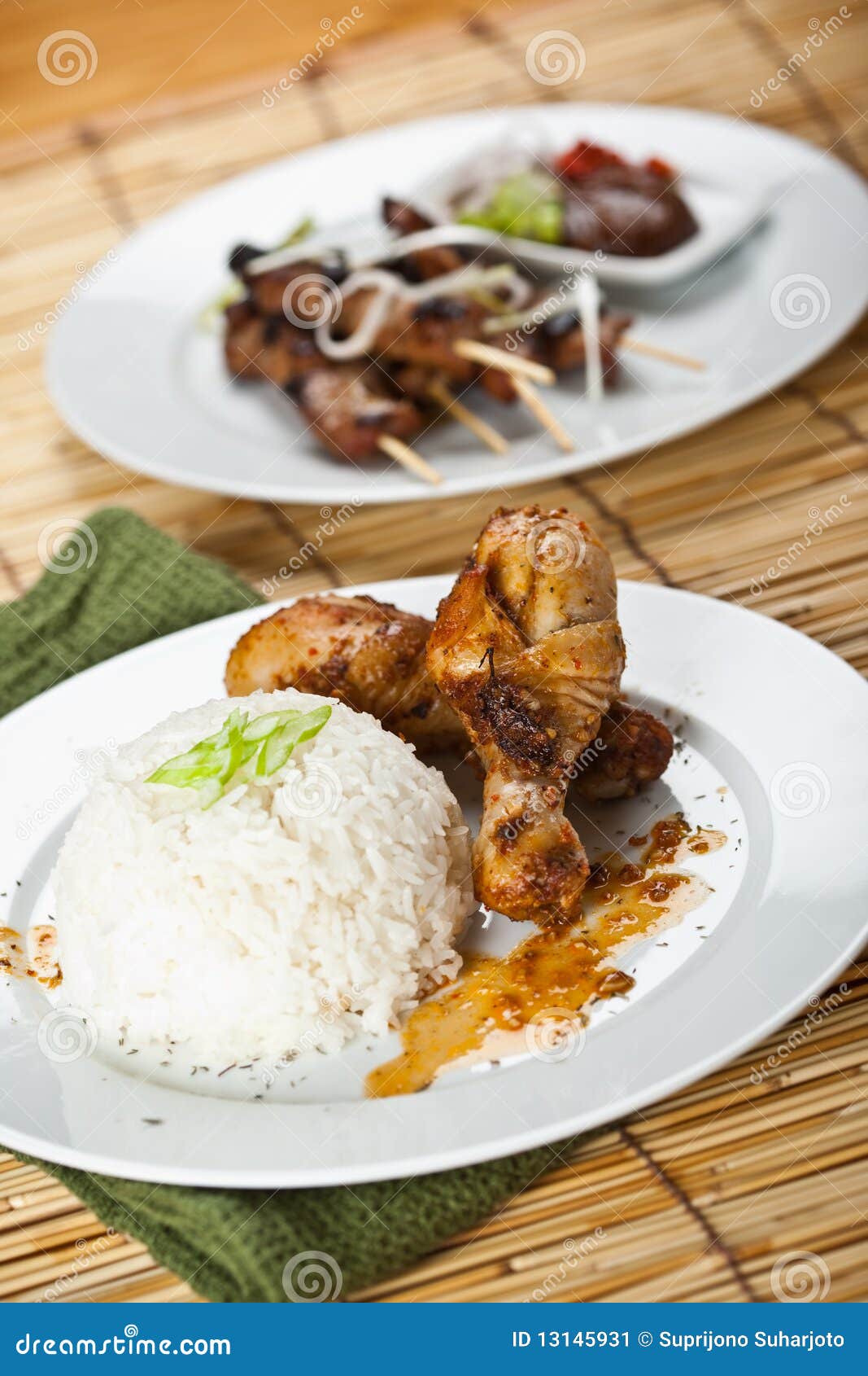 Chicken Curry and Pork Satay Stock Image Image of rice, traditional