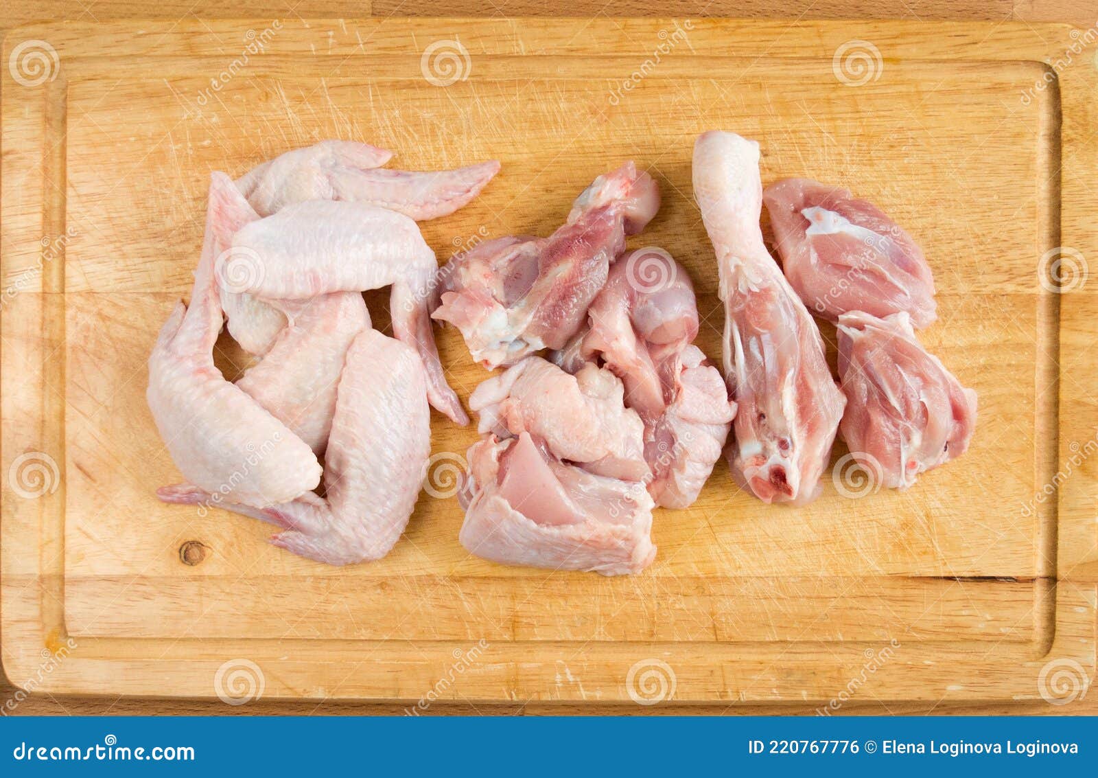 Chicken Cut into Pieces on a Cutting Board Stock Photo Image of cook
