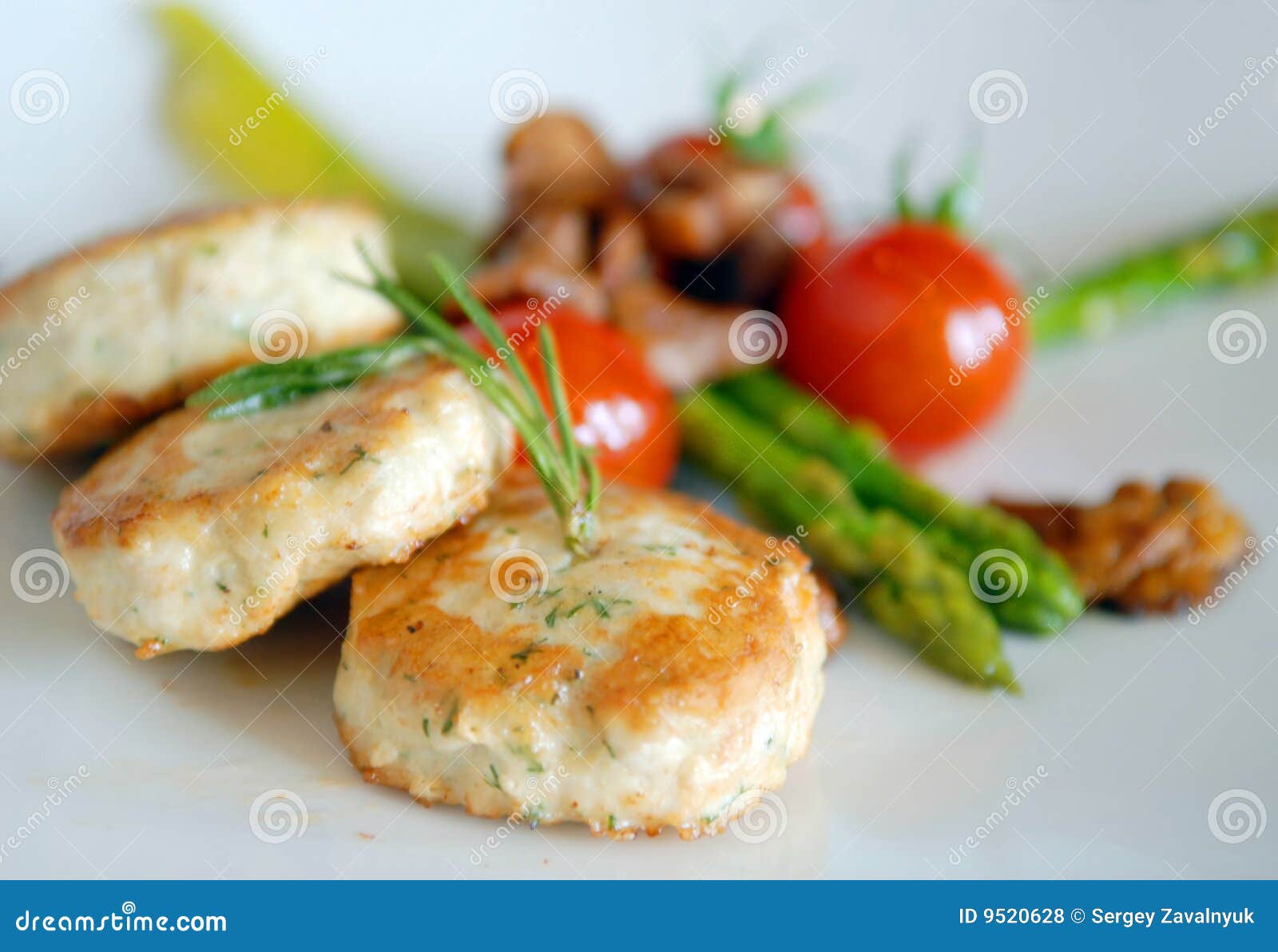 Chicken Cutlets with Asparagus and Tomatoes Stock Photo Image of