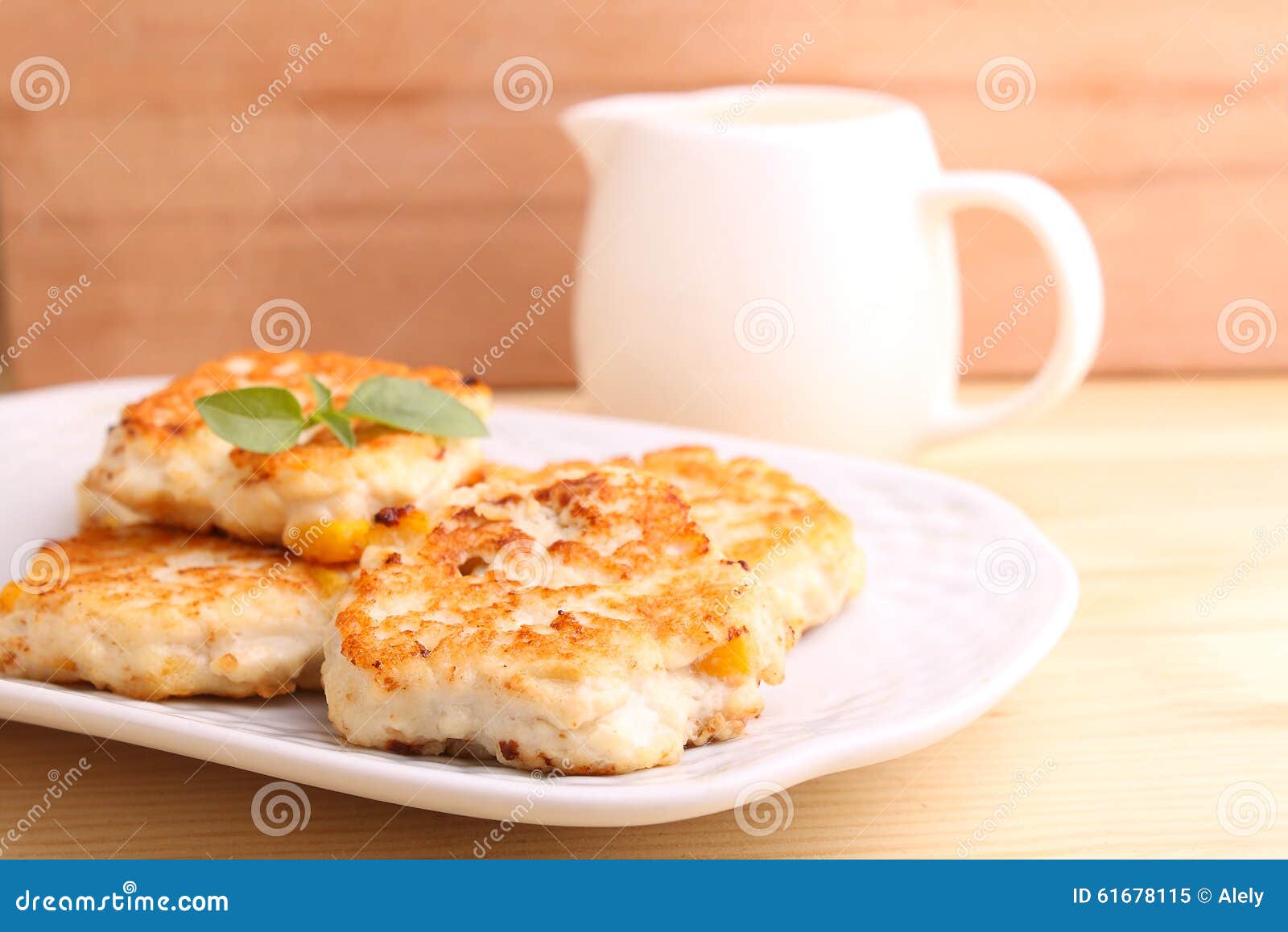 Chicken cutlets with corn stock image. Image of people 61678115