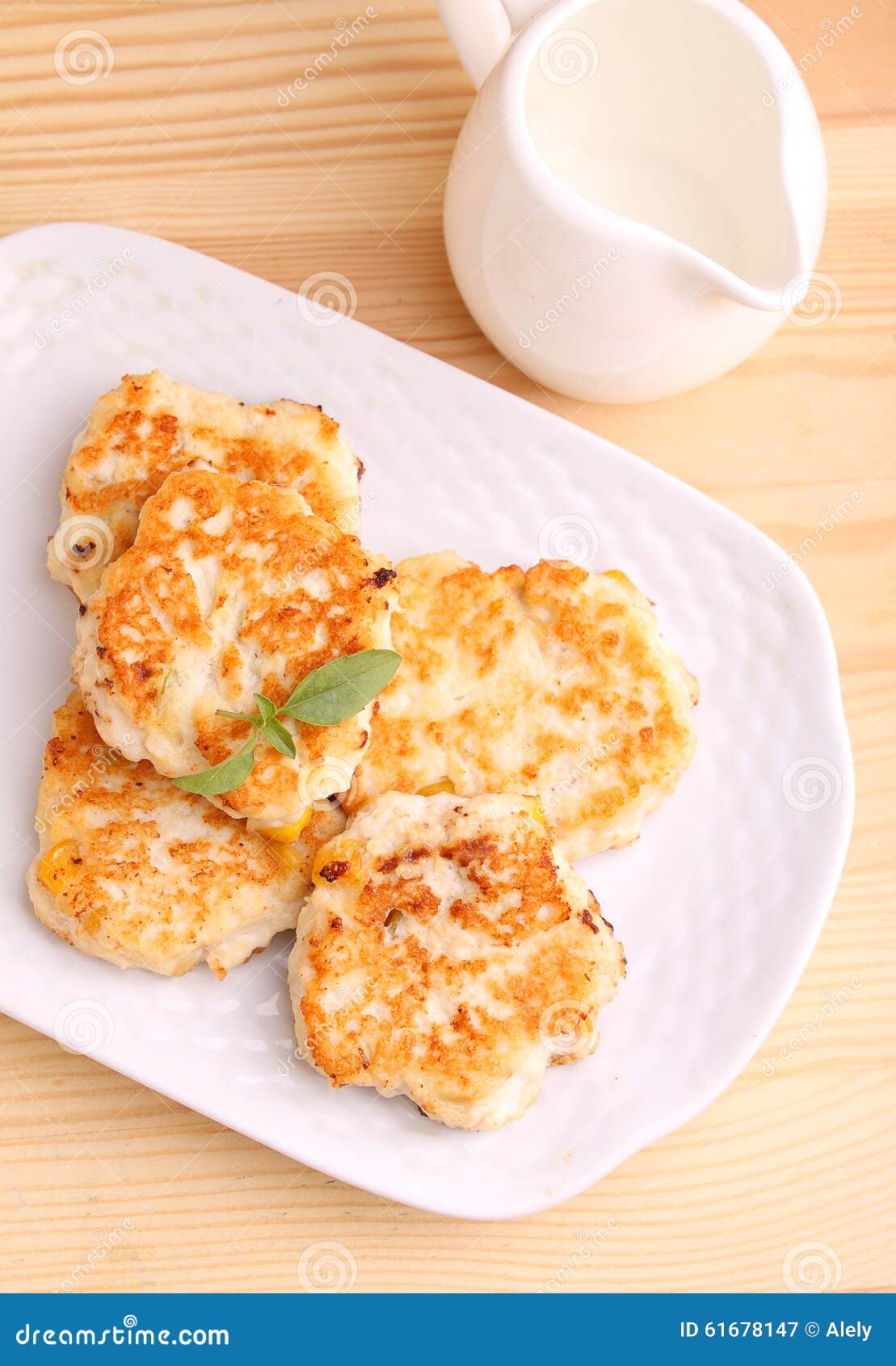 Chicken cutlets with corn stock image. Image of shot 61678147