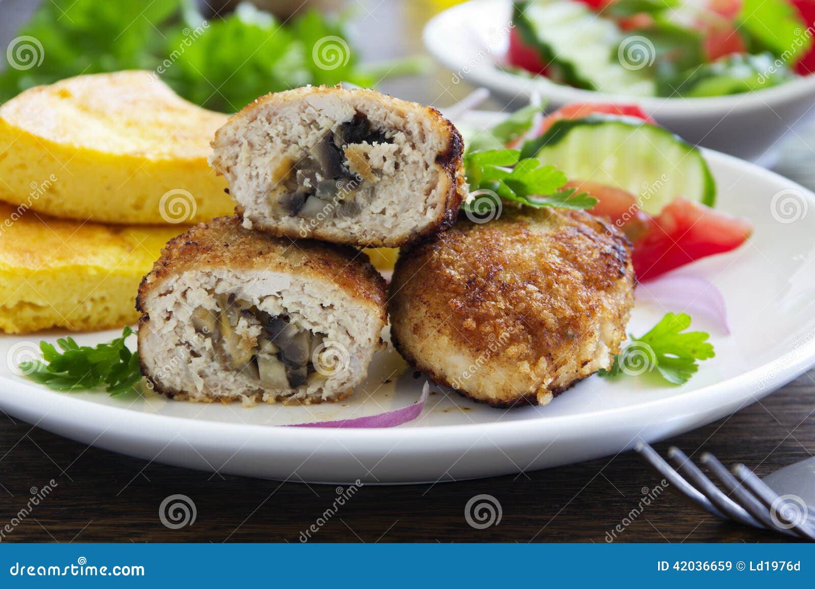 Chicken Cutlets with Mushrooms Stock Image Image of tomato, meat