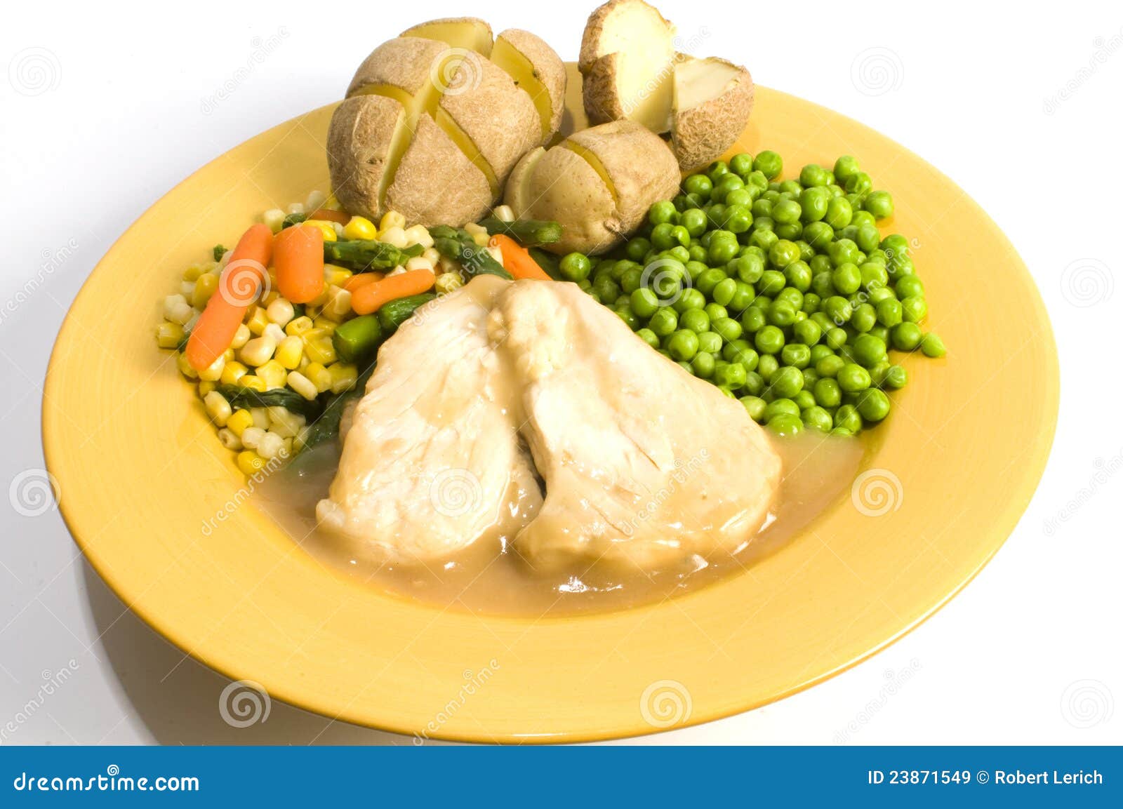 Chicken Dinner with Vegetables Stock Image - Image of peas, corn: 23871549