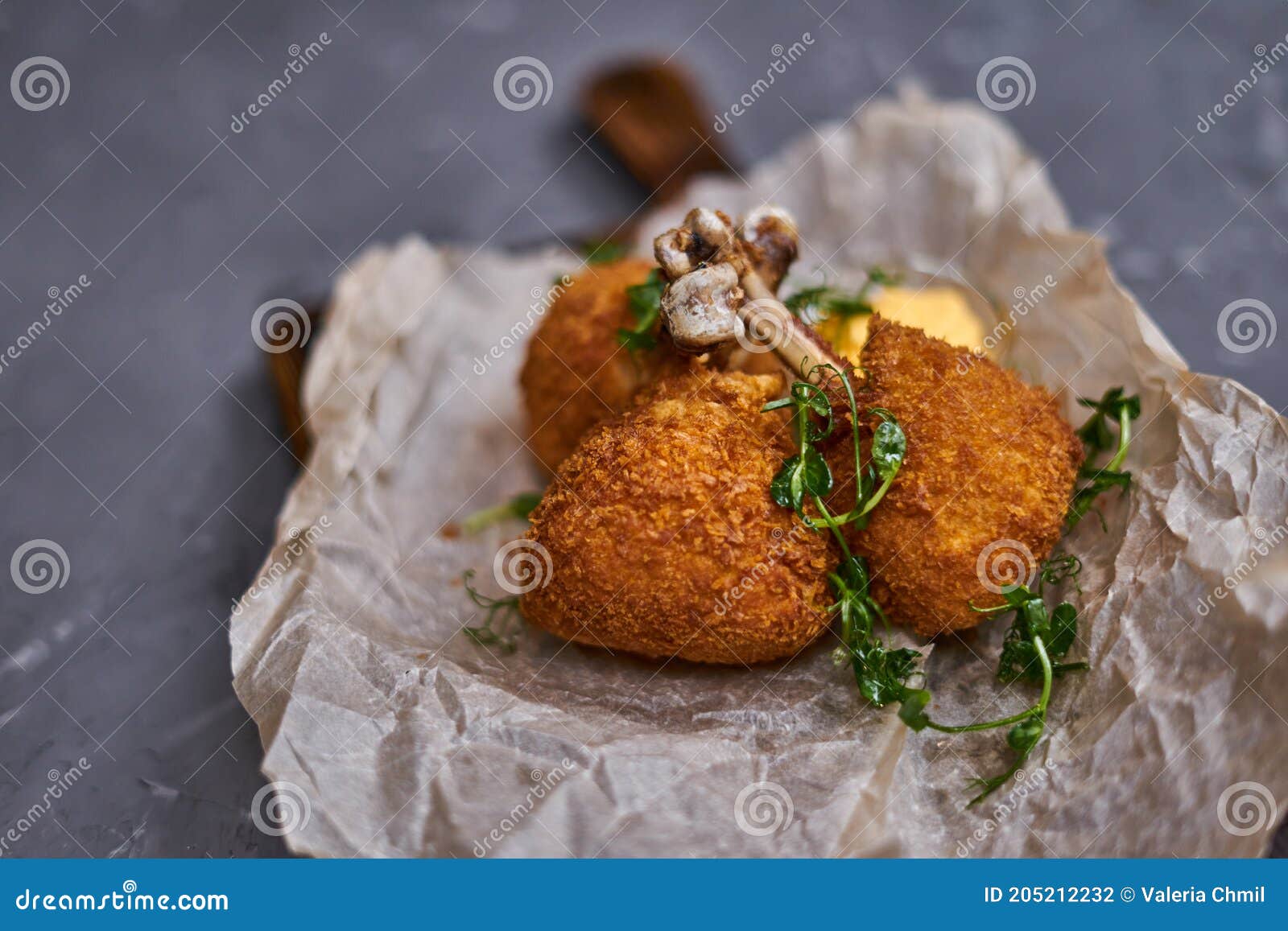 Chicken Drumstick, Breaded and Deepfried Stock Photo Image of
