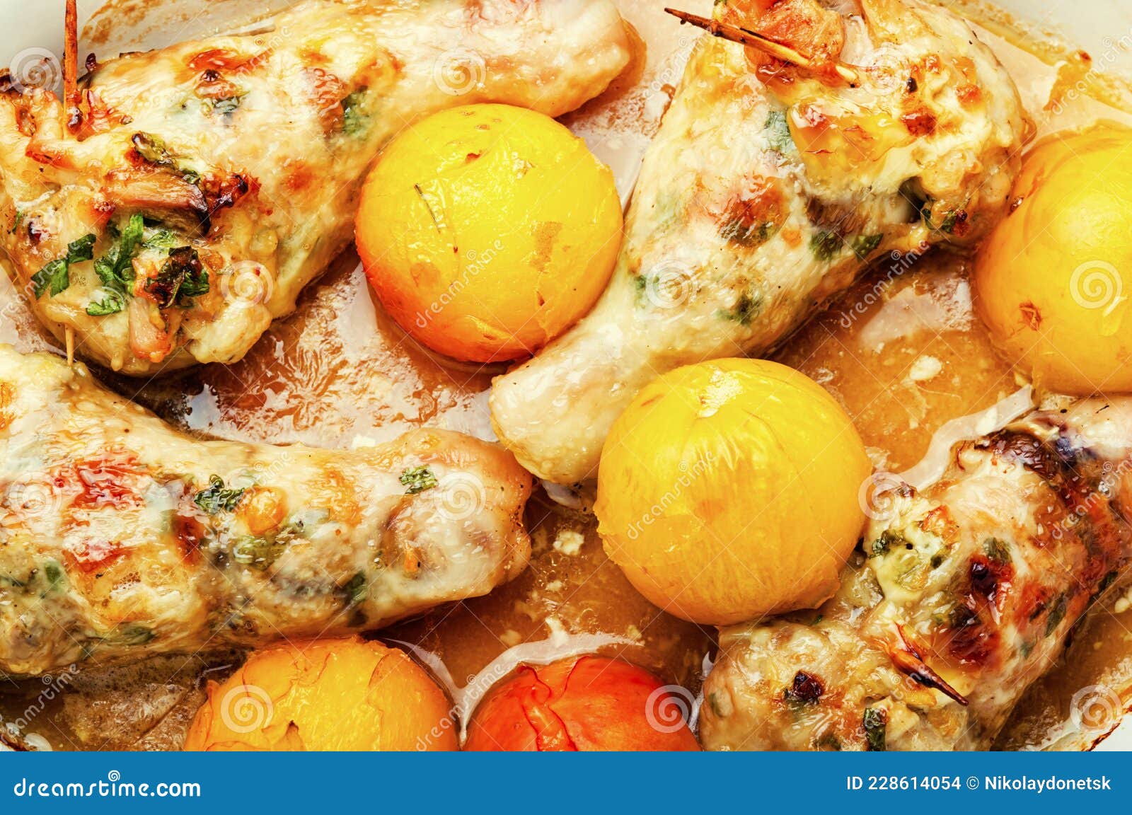 Chicken Drumstick Stuffed with Plum Stock Photo Image of bird, macro