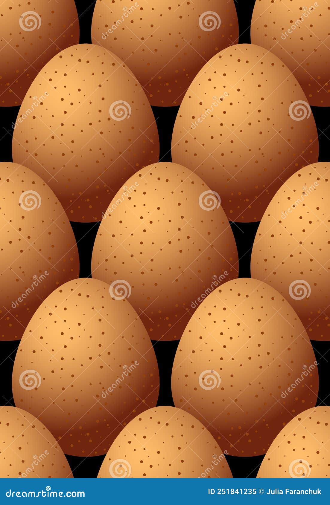 Chicken Egg Brown with Spots Seamless Pattern Stock Vector