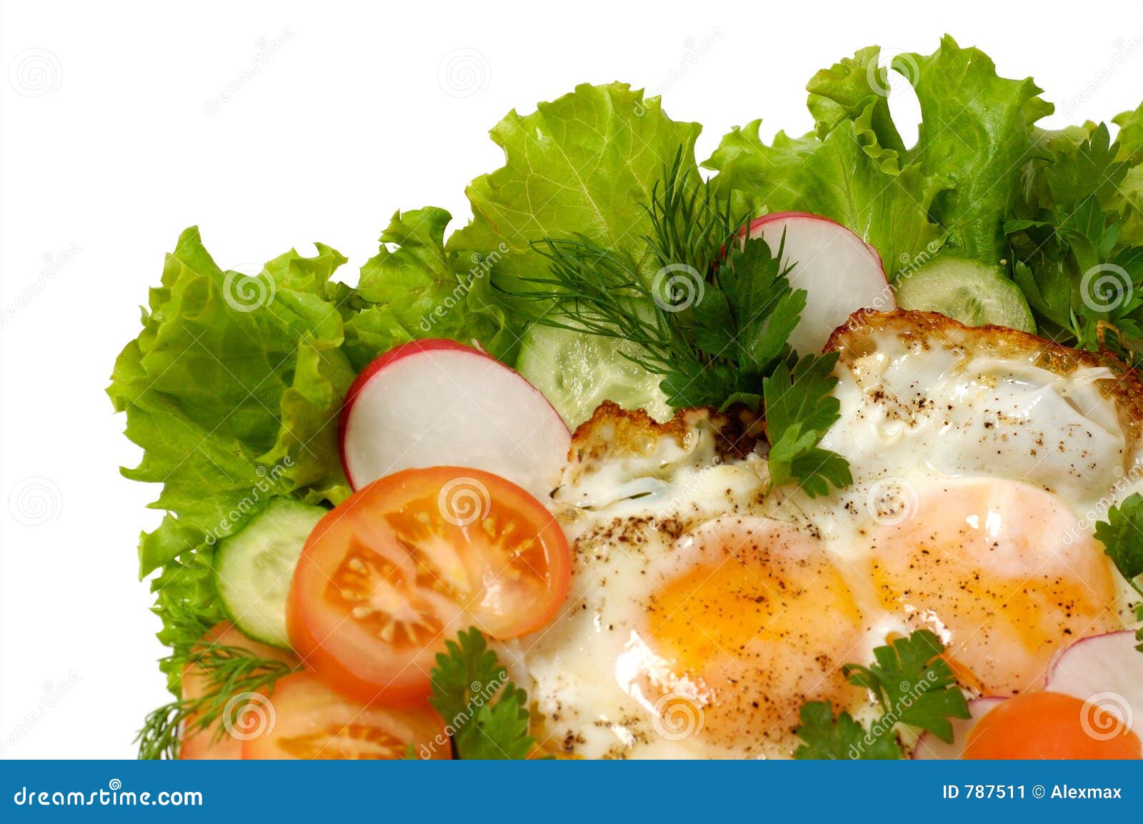 Chicken Eggs with Greens Isolated Stock Image Image of fried, cover