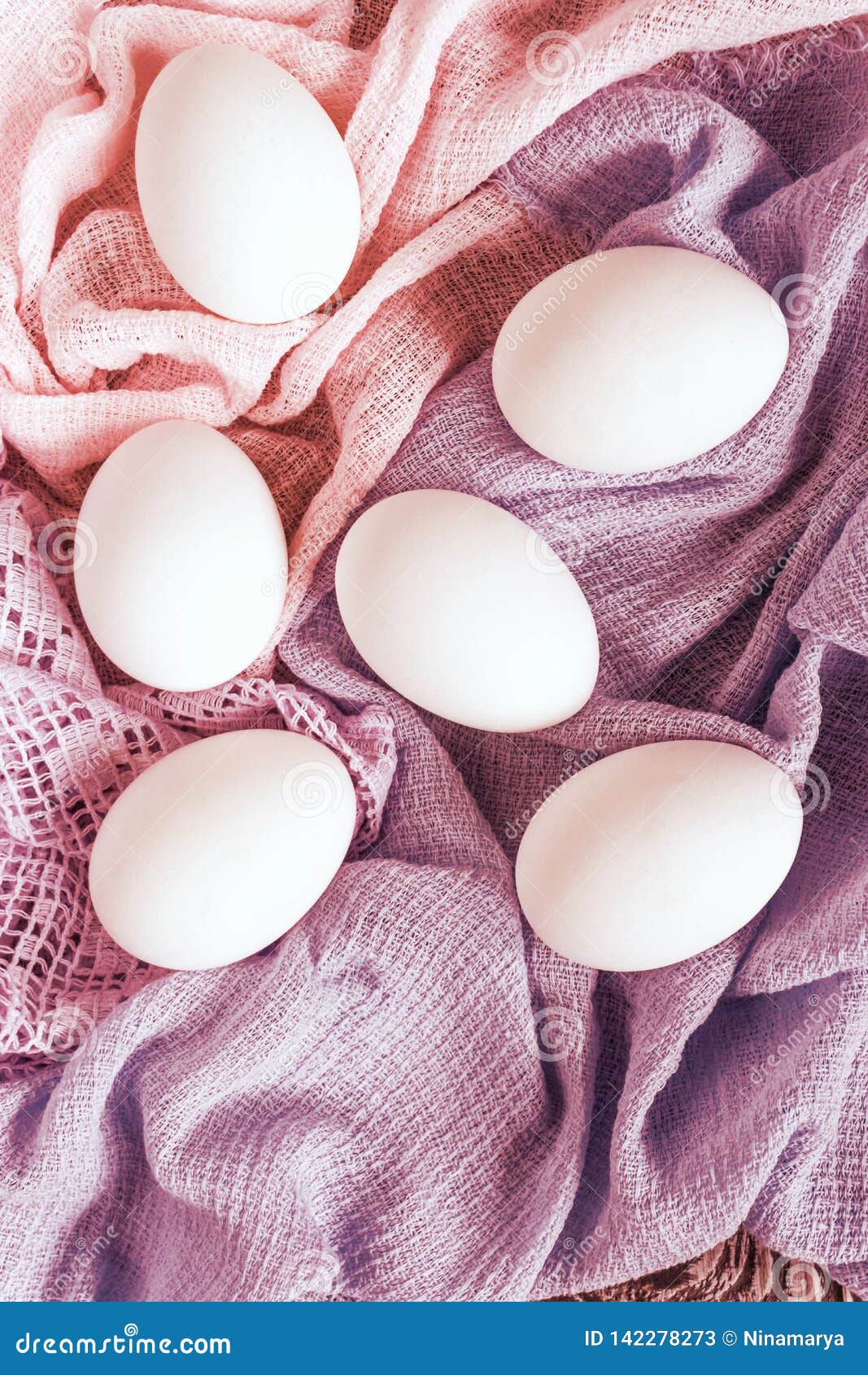 Chicken Eggs on Pastel Background. E Flat Lay, Top View, Copy Space