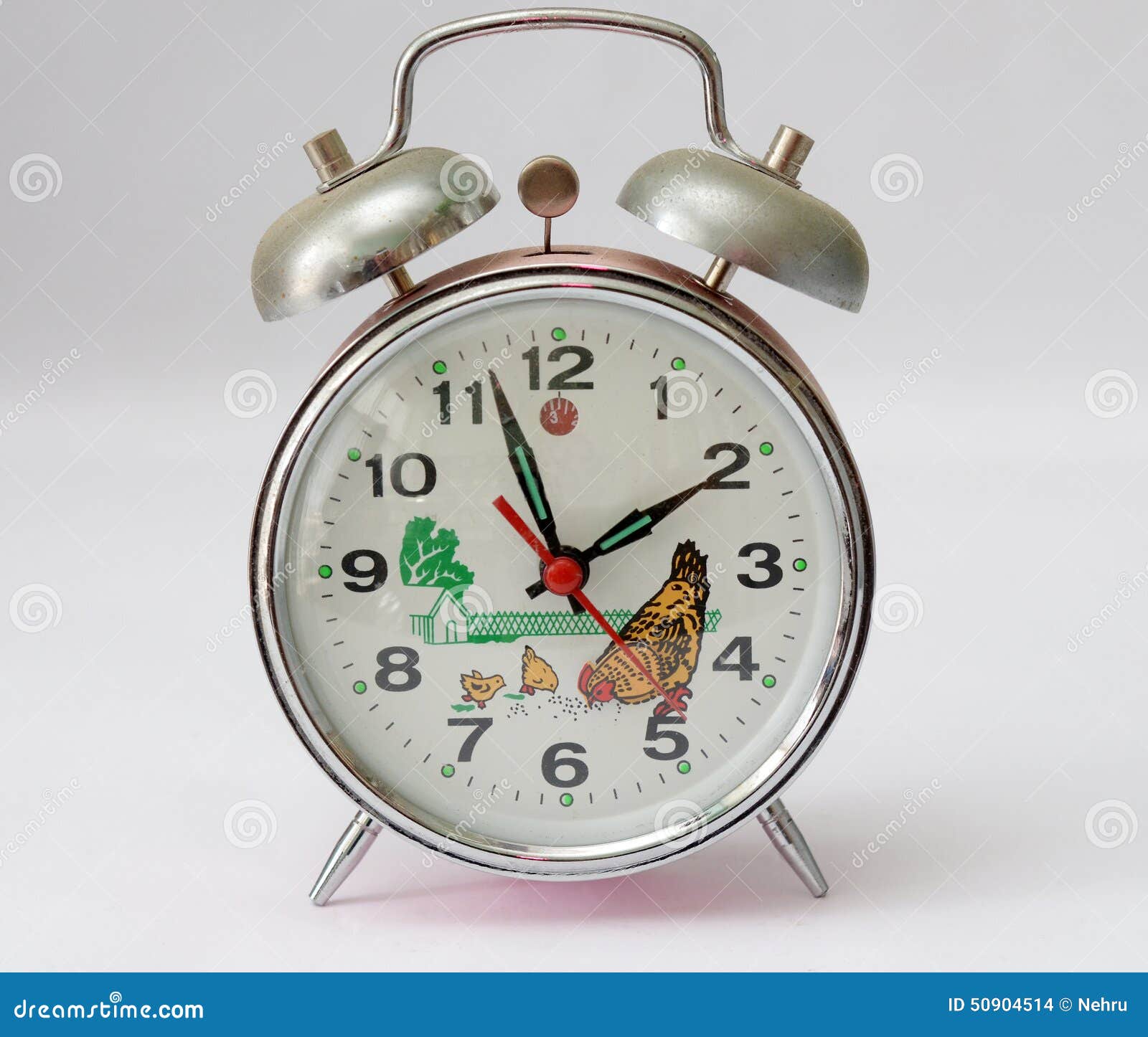 Chicken farm alarm clock stock photo. Image of background 50904514