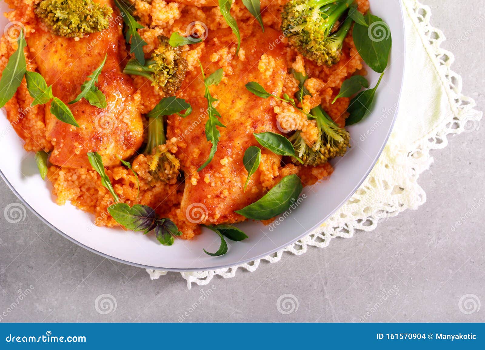 Chicken Fillet with Couscous and Broccoli Stock Photo Image of