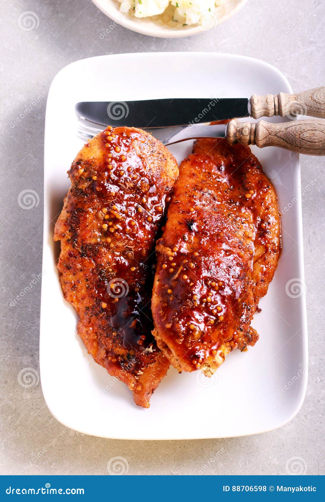 Chicken Fillet in Mustard and Honey Stock Photo Image of overhead
