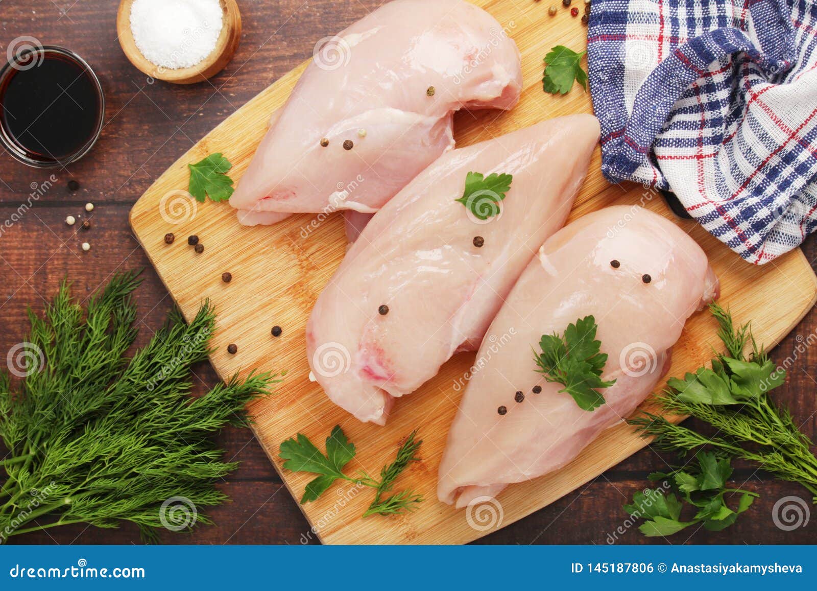 Chicken Fillet with Pepper and Green Ready for Cooking Stock Photo ...